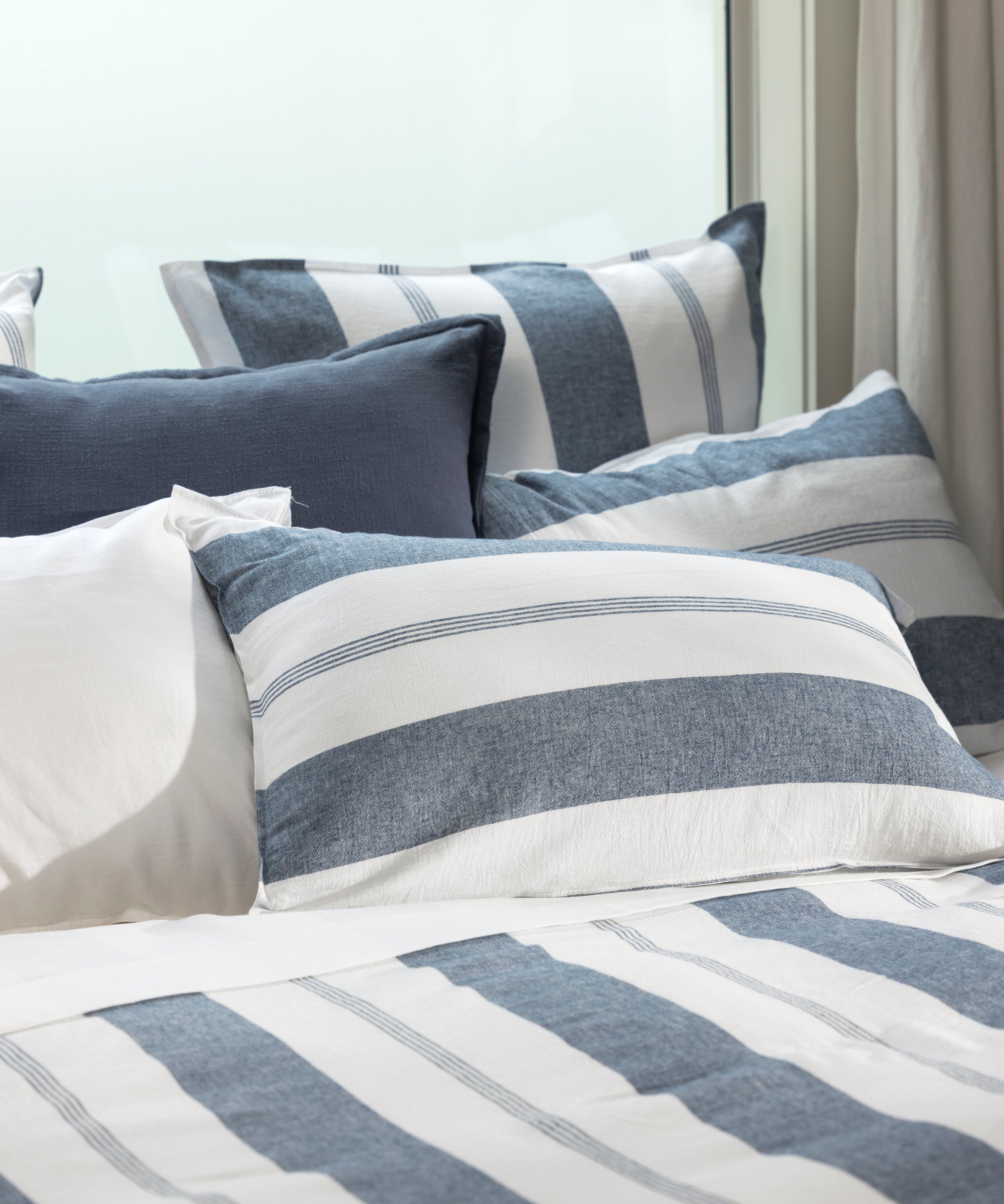 Riverton Standard Pillowcase Set | Blue Stripe-2