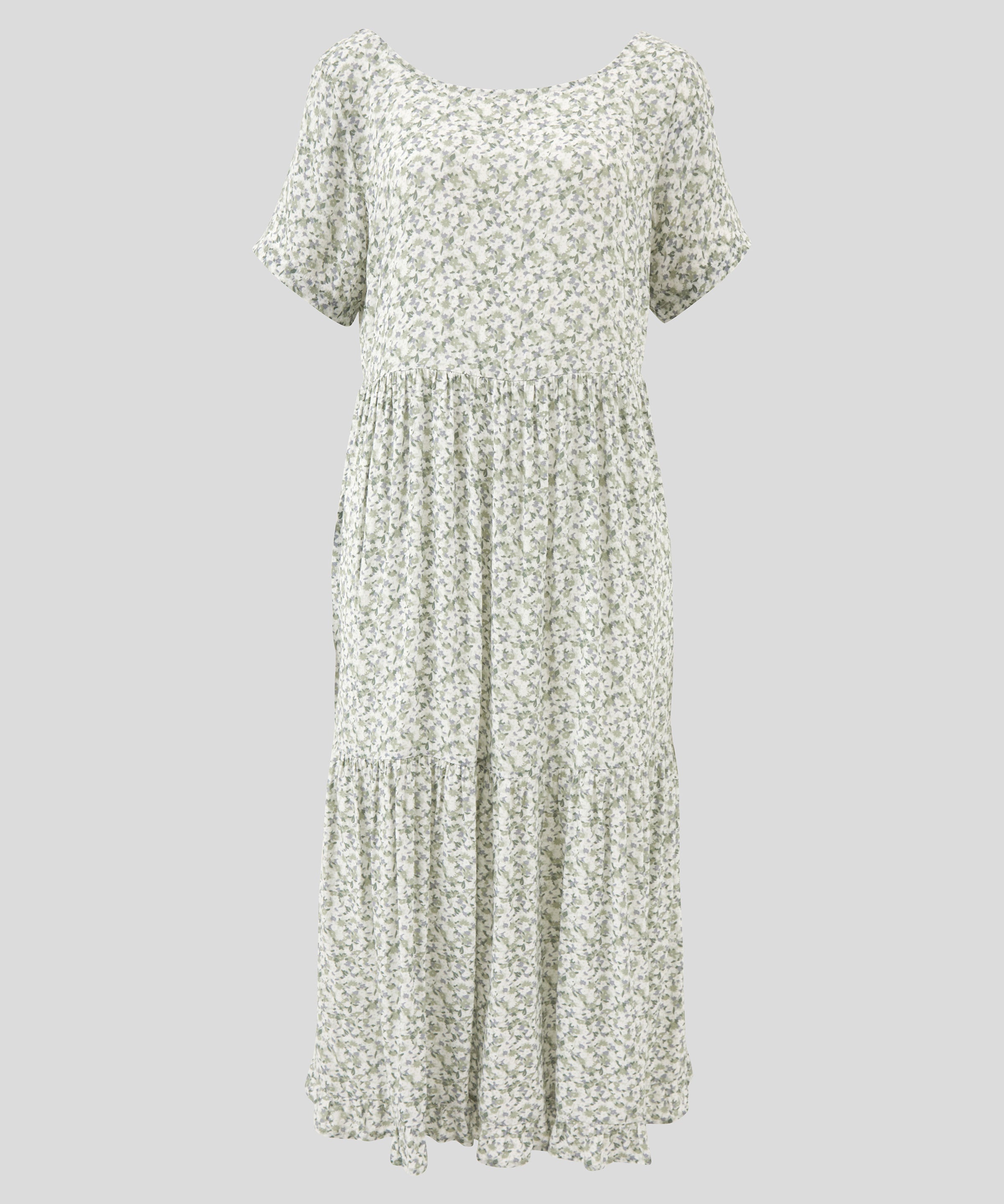 Riviera Rayon Tier Dress | Green Floral-2