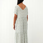 Riviera Rayon Tier Dress | Green Floral-4