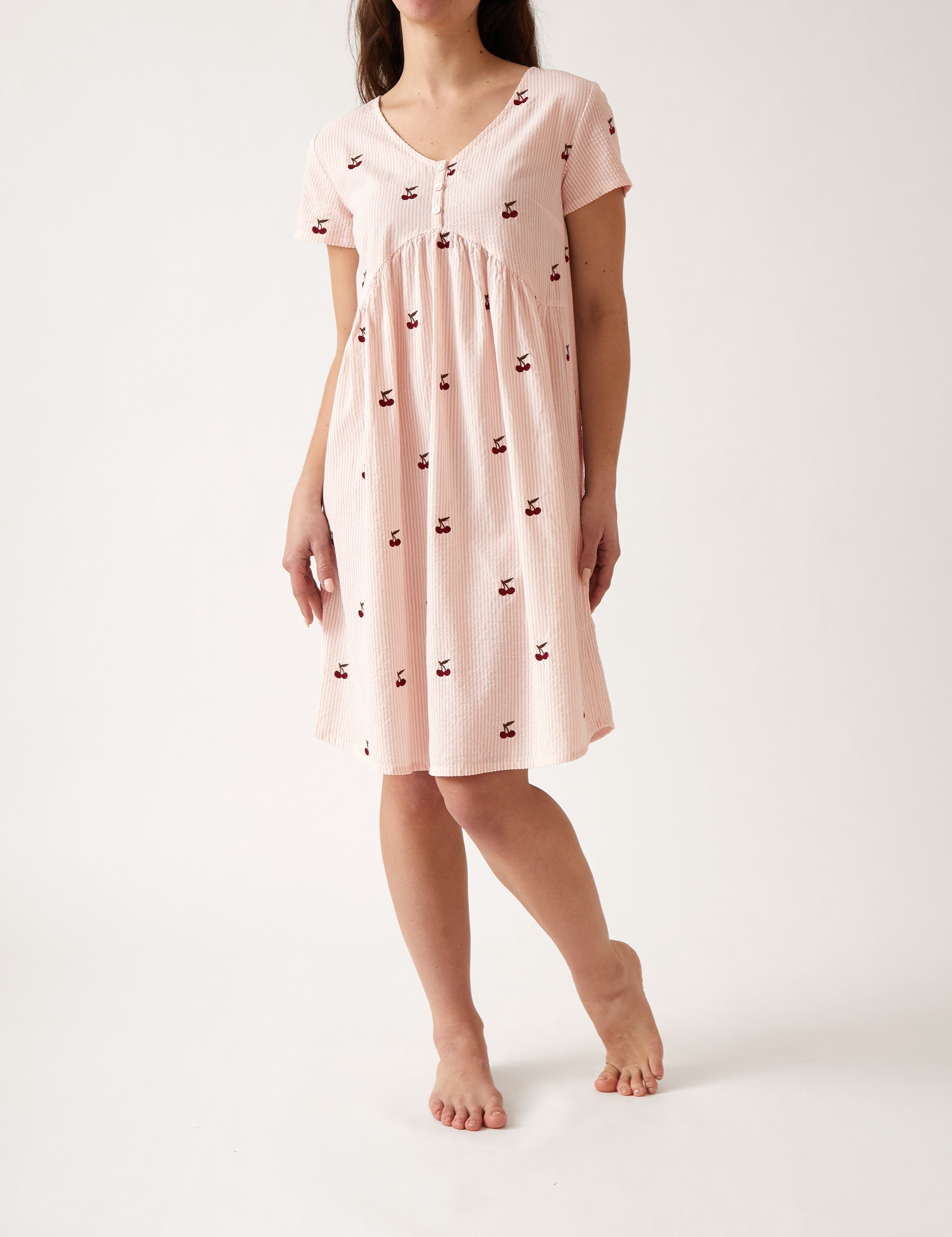 Rosa Empress Nightie | Pink Stripe-1