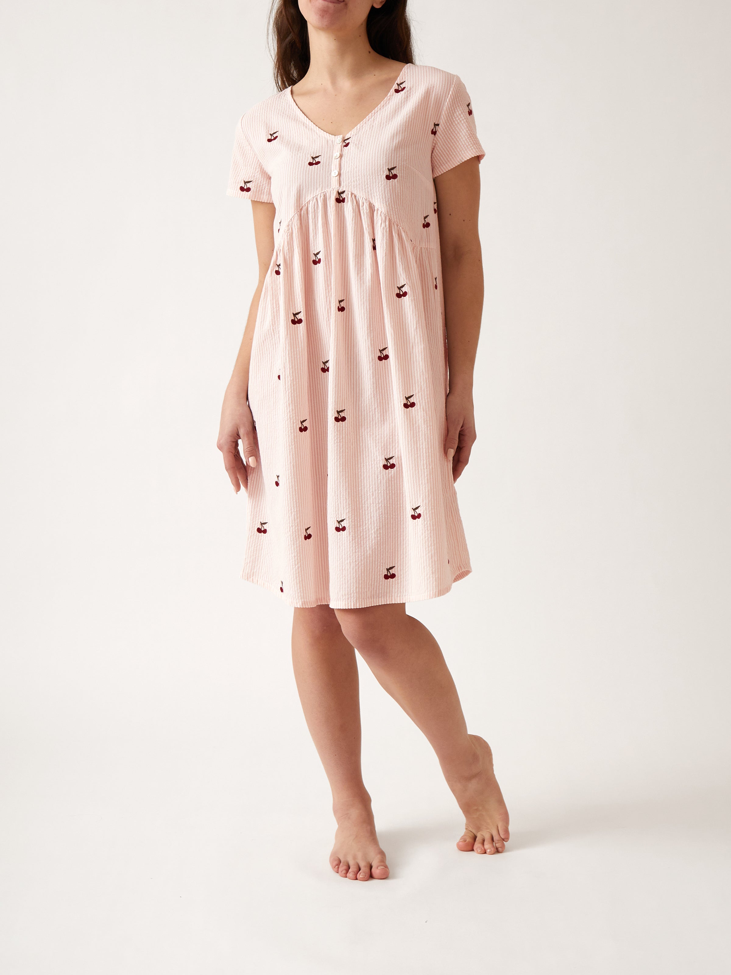 Rosa Empress Nightie | Pink Stripe-1