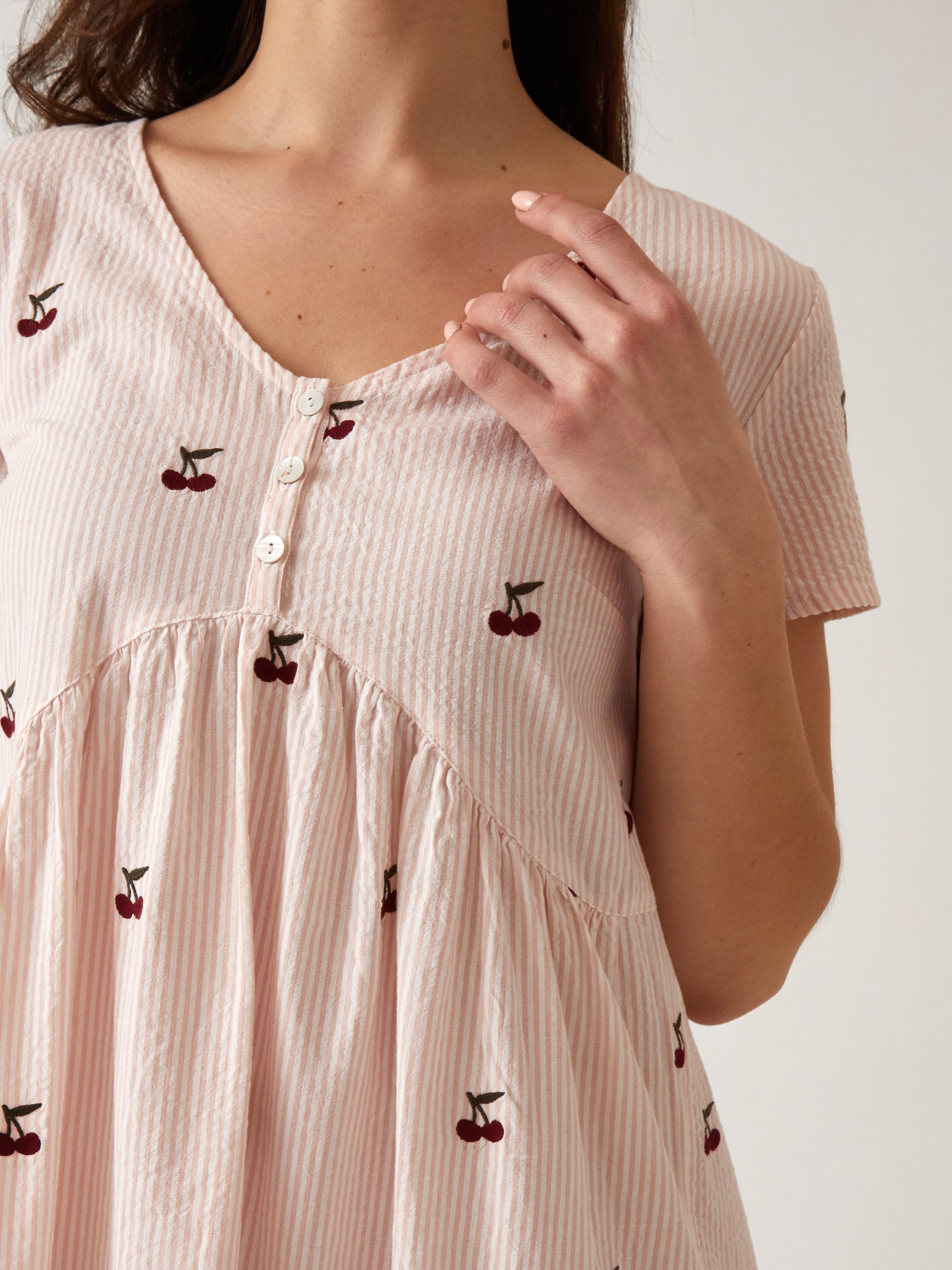 Rosa Empress Nightie | Pink Stripe-2