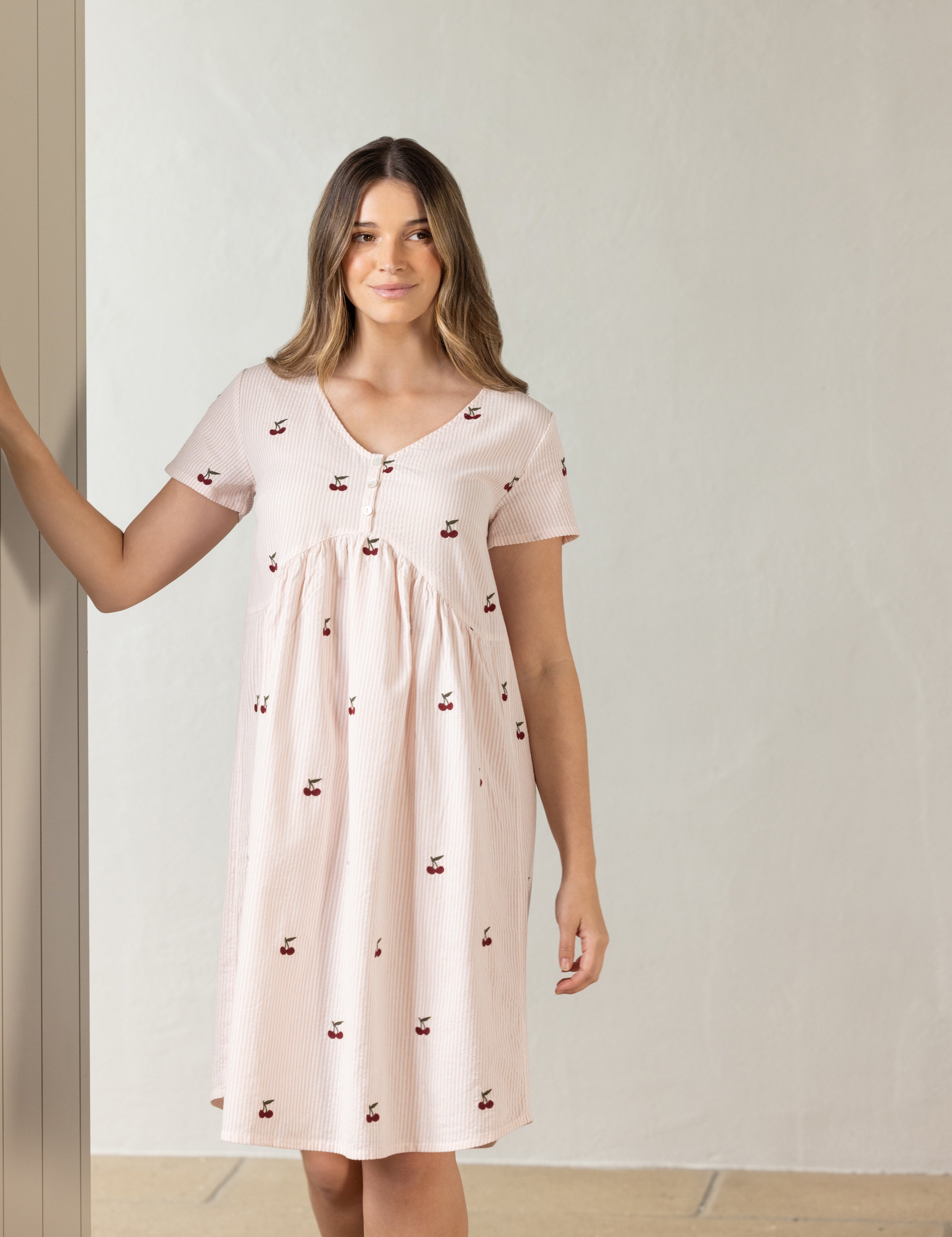 Rosa Empress Nightie | Pink Stripe-3