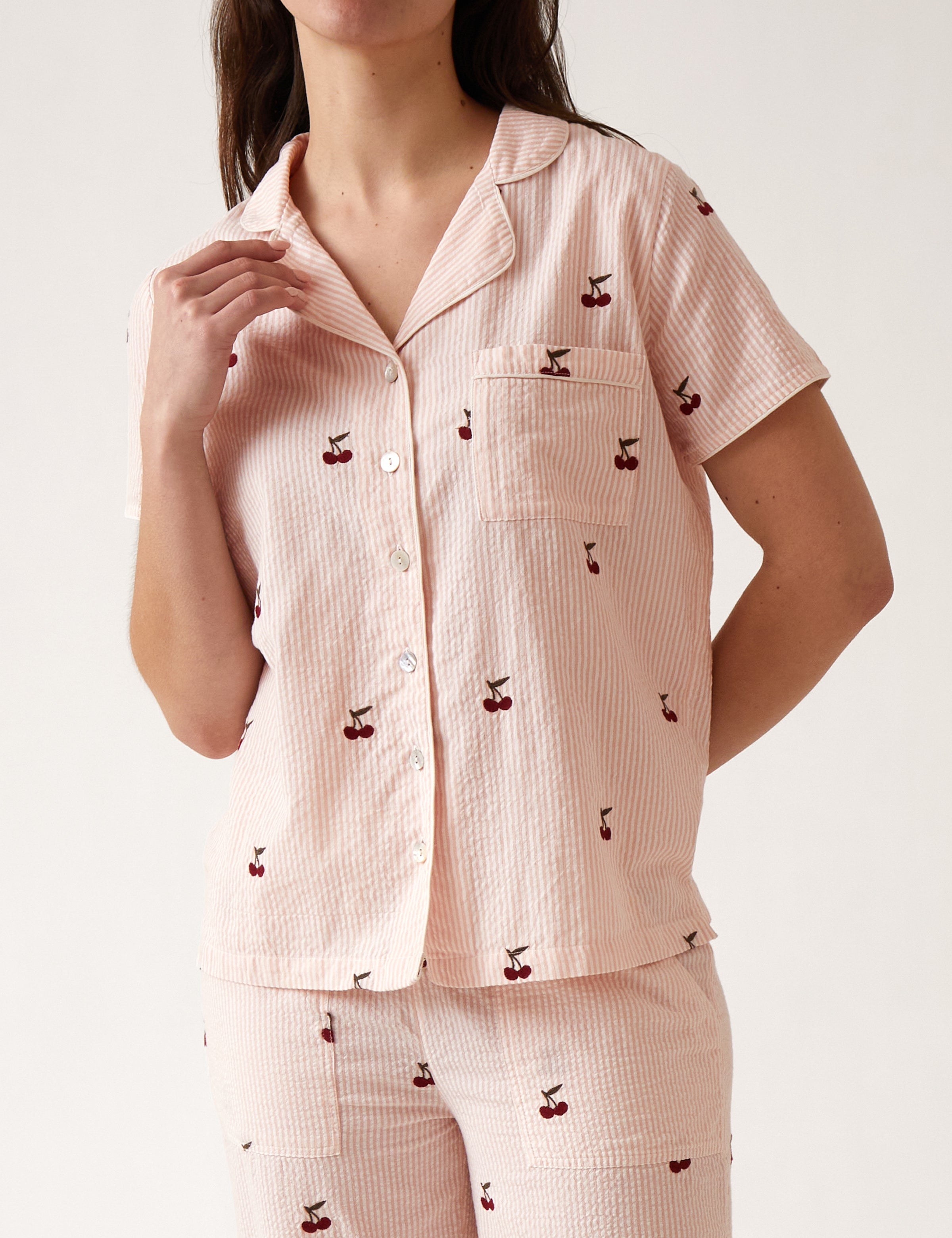 Rosa PJ Shirt | Pink Stripe-1