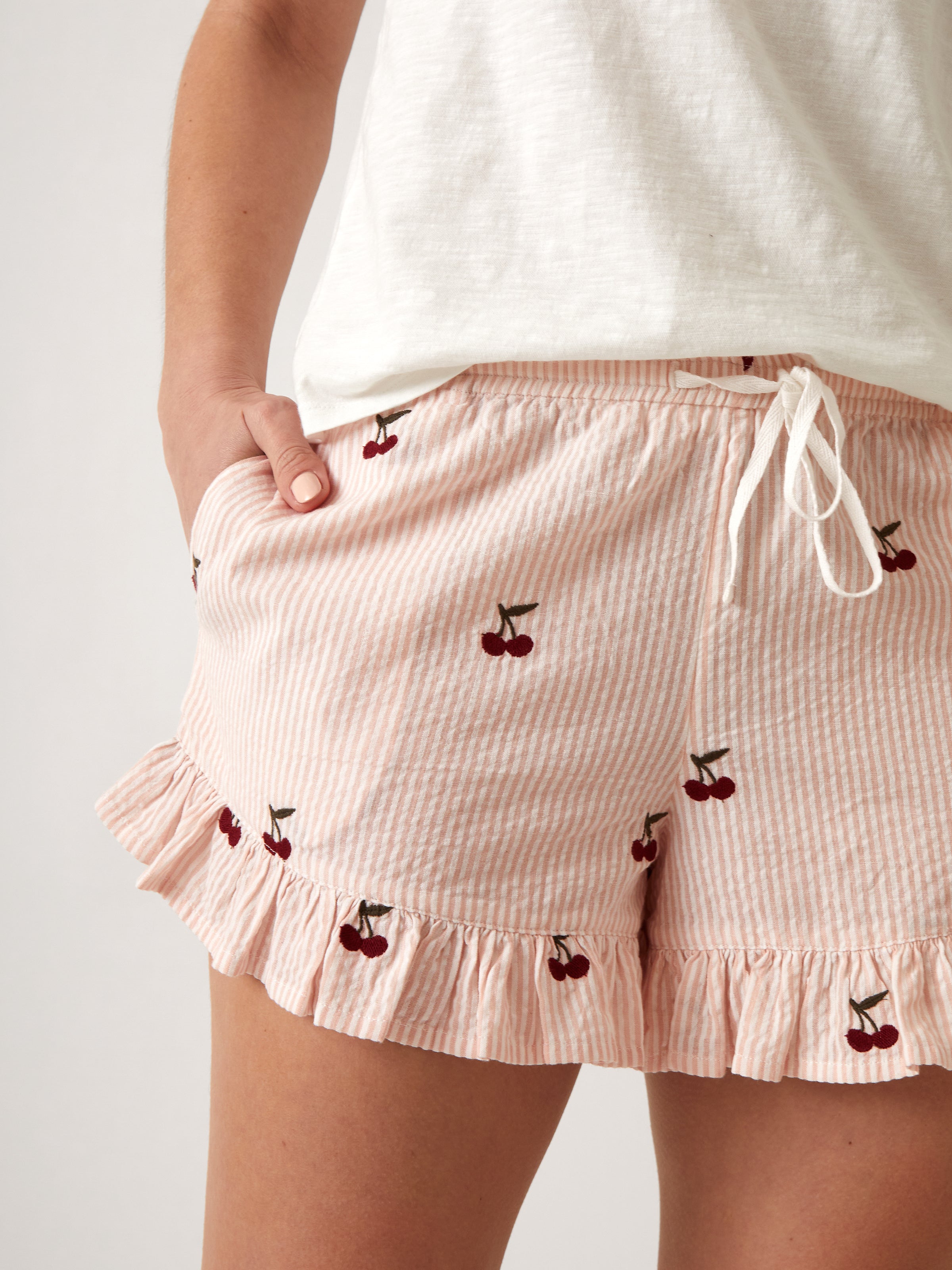 Rosa Sleep Shorts | Pink Stripe-2