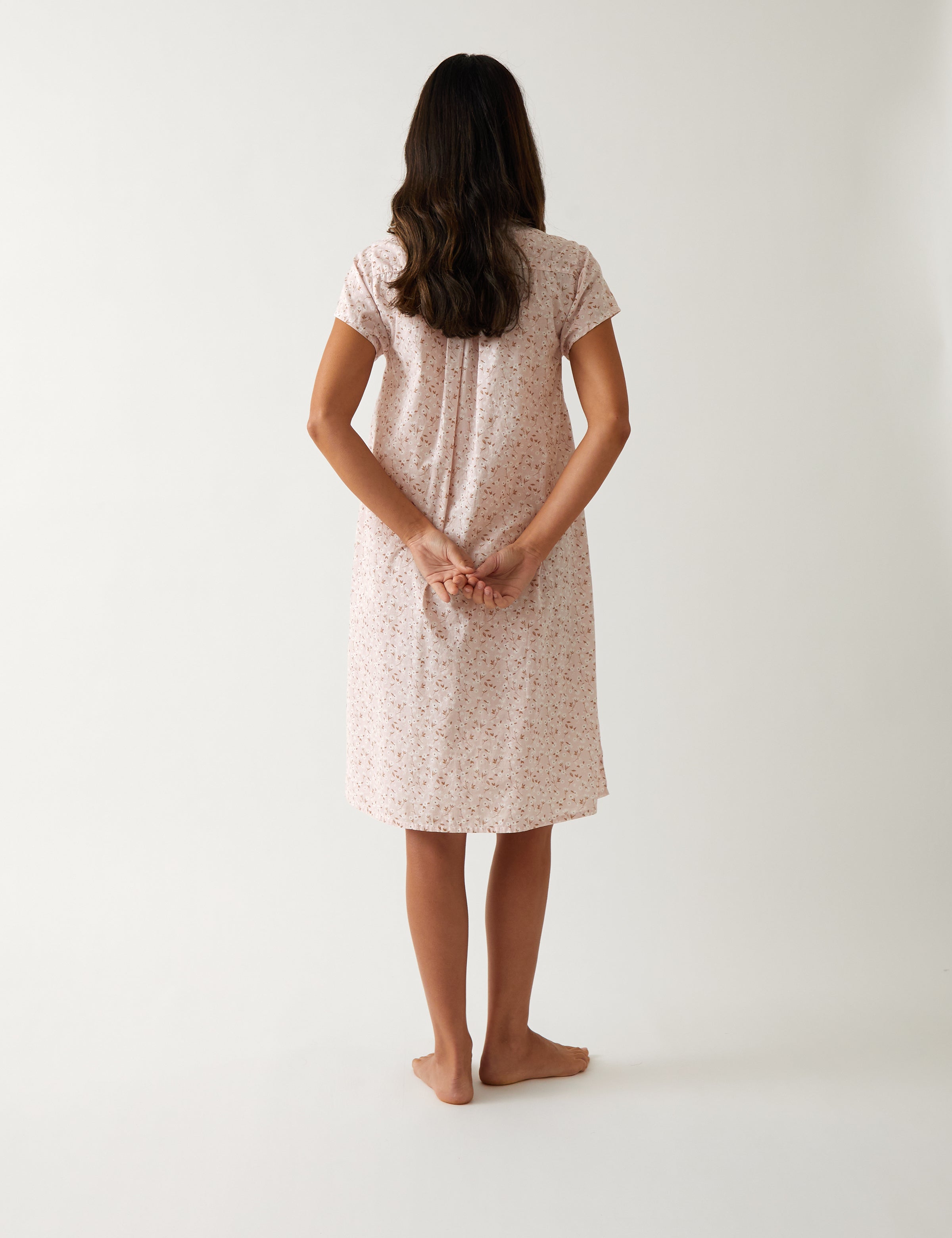 Ruby Pintuck Nightie | Pink Floral-4