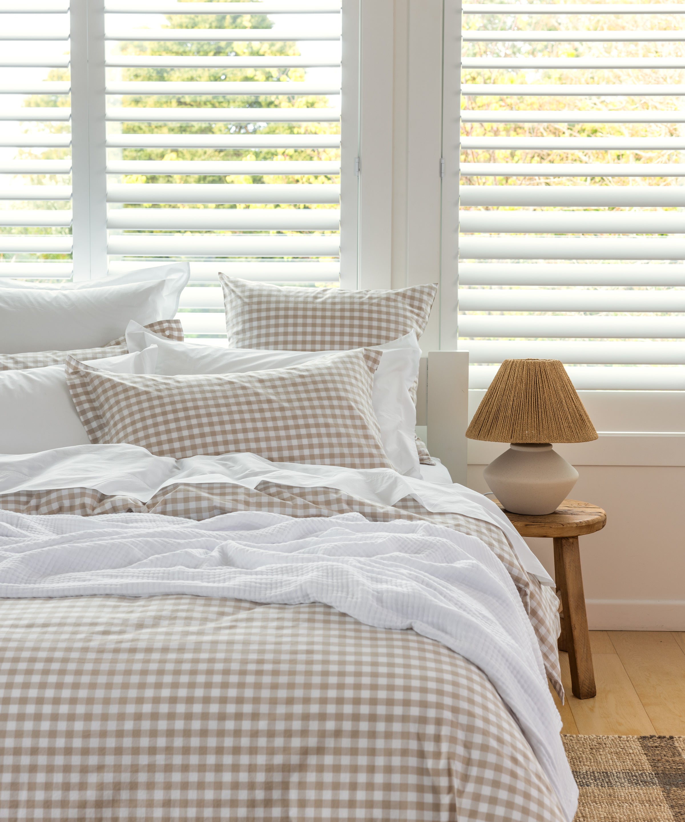 Sandstone Oxford Pillowcase Set | Natural Gingham-2