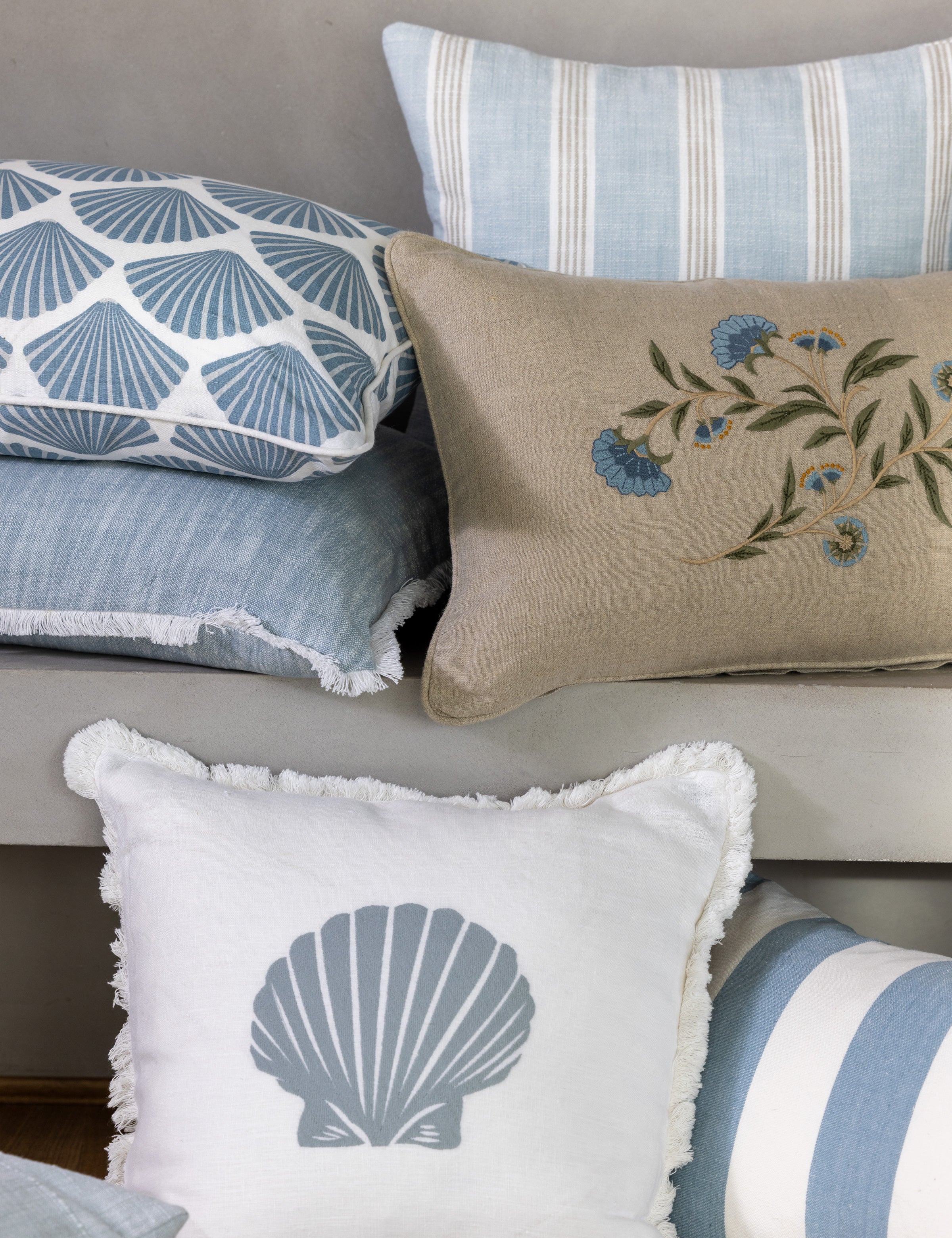 Seashell Rectangle Cushion Cover | Blue-2