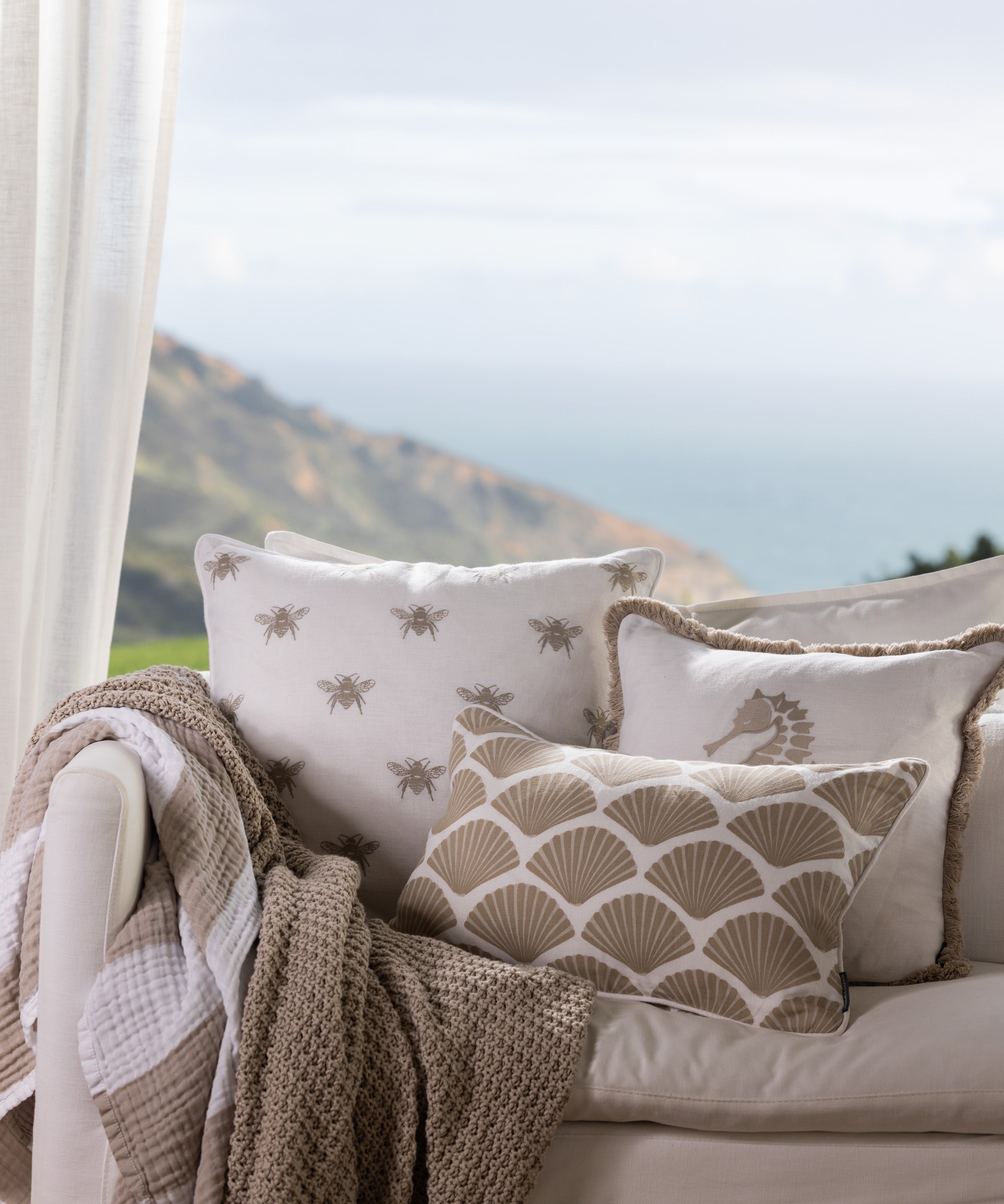 Seashell Rectangle Cushion Cover | Natural-2