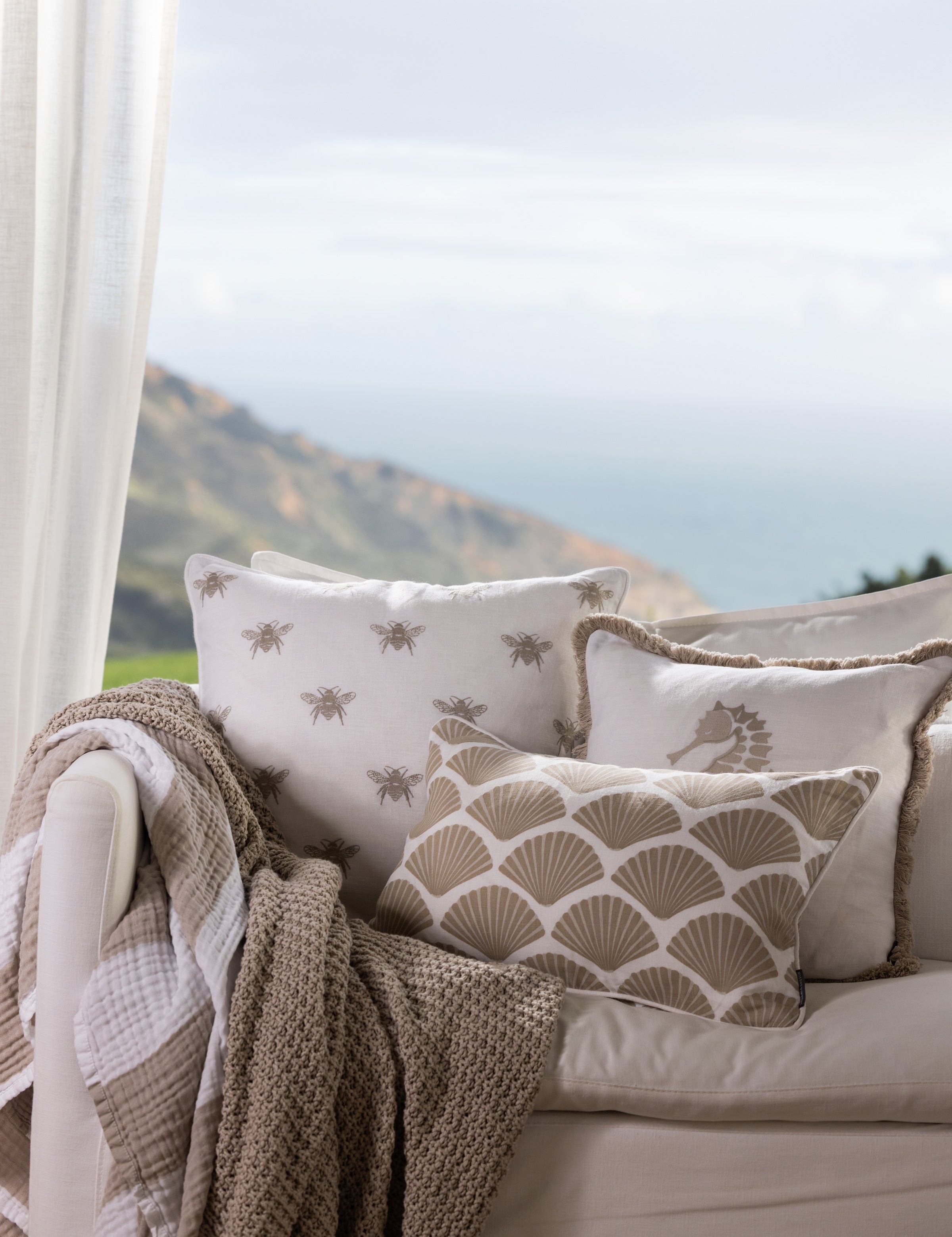 Seashell Rectangle Cushion Cover | Natural-2