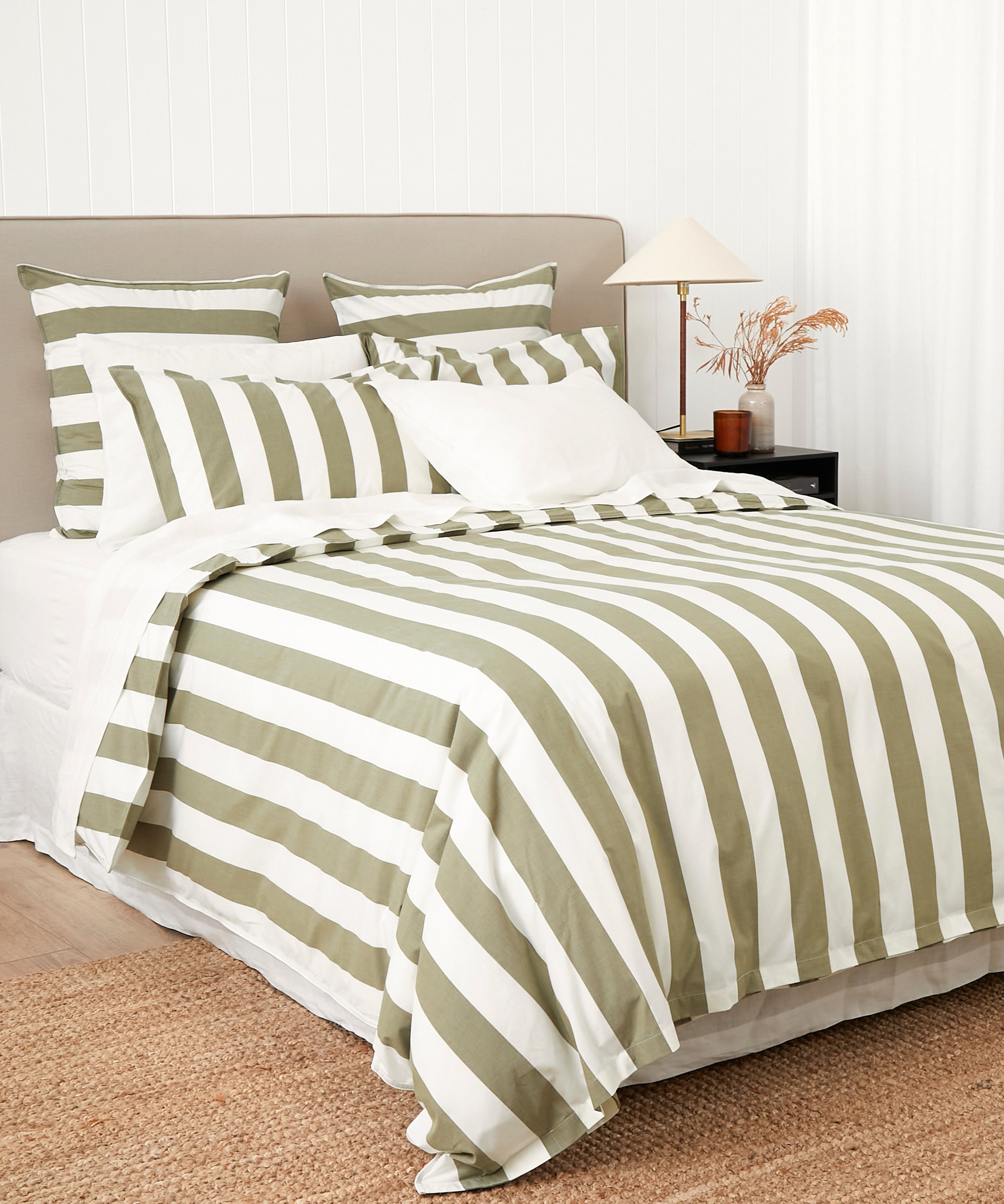 Sherwood Duvet Cover Set | Olive Stripe-3