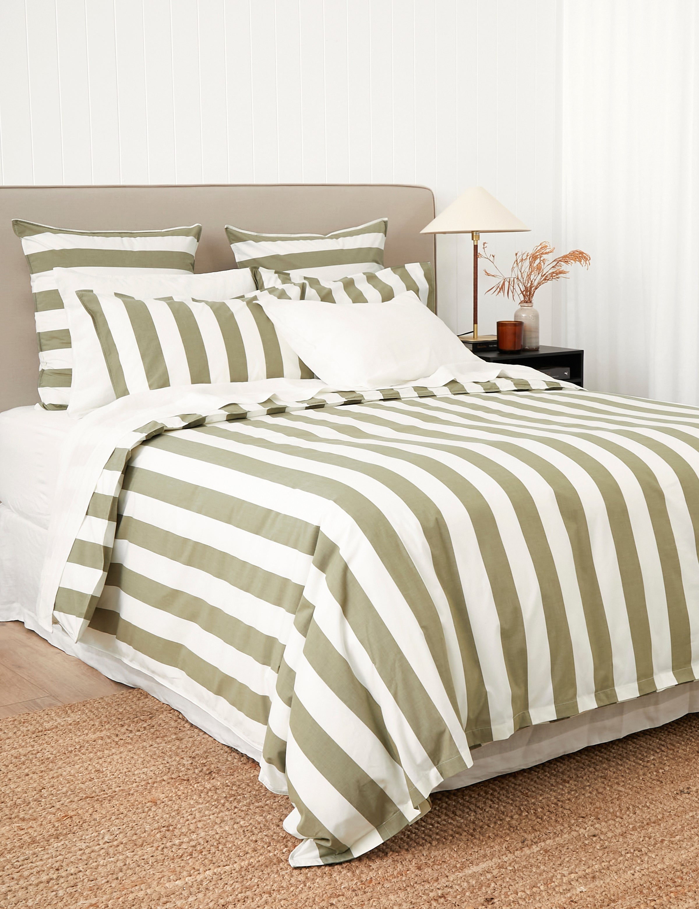 Sherwood Duvet Cover Set | Olive Stripe-3