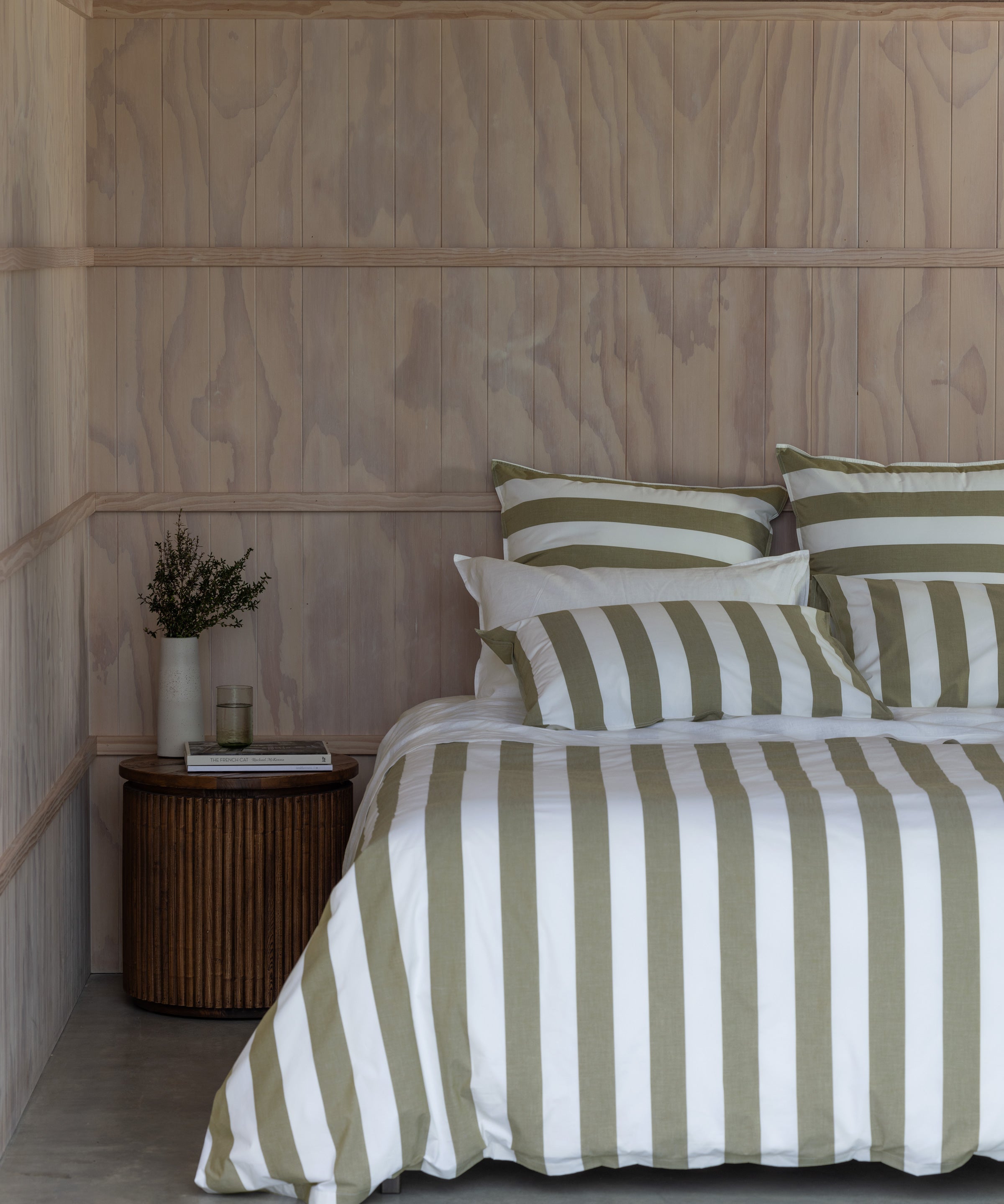 Sherwood Duvet Cover Set | Olive Stripe-5