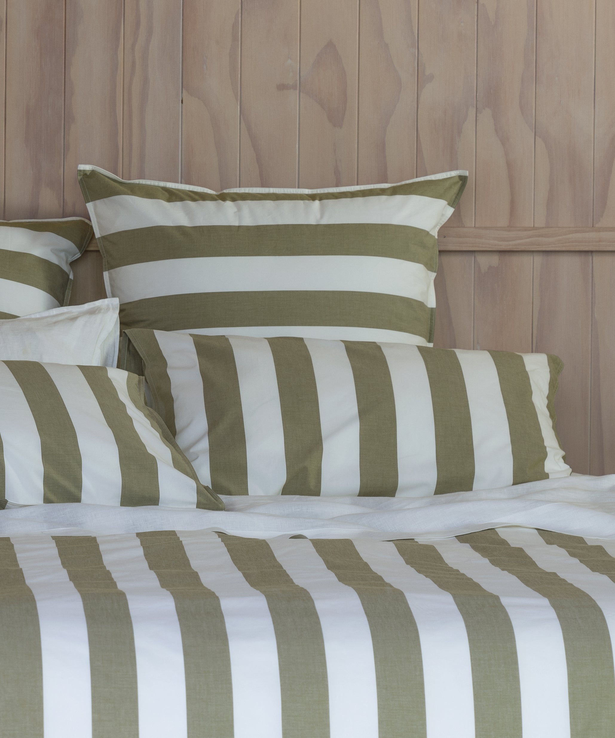 Sherwood European Pillowcase | Olive Stripe-2