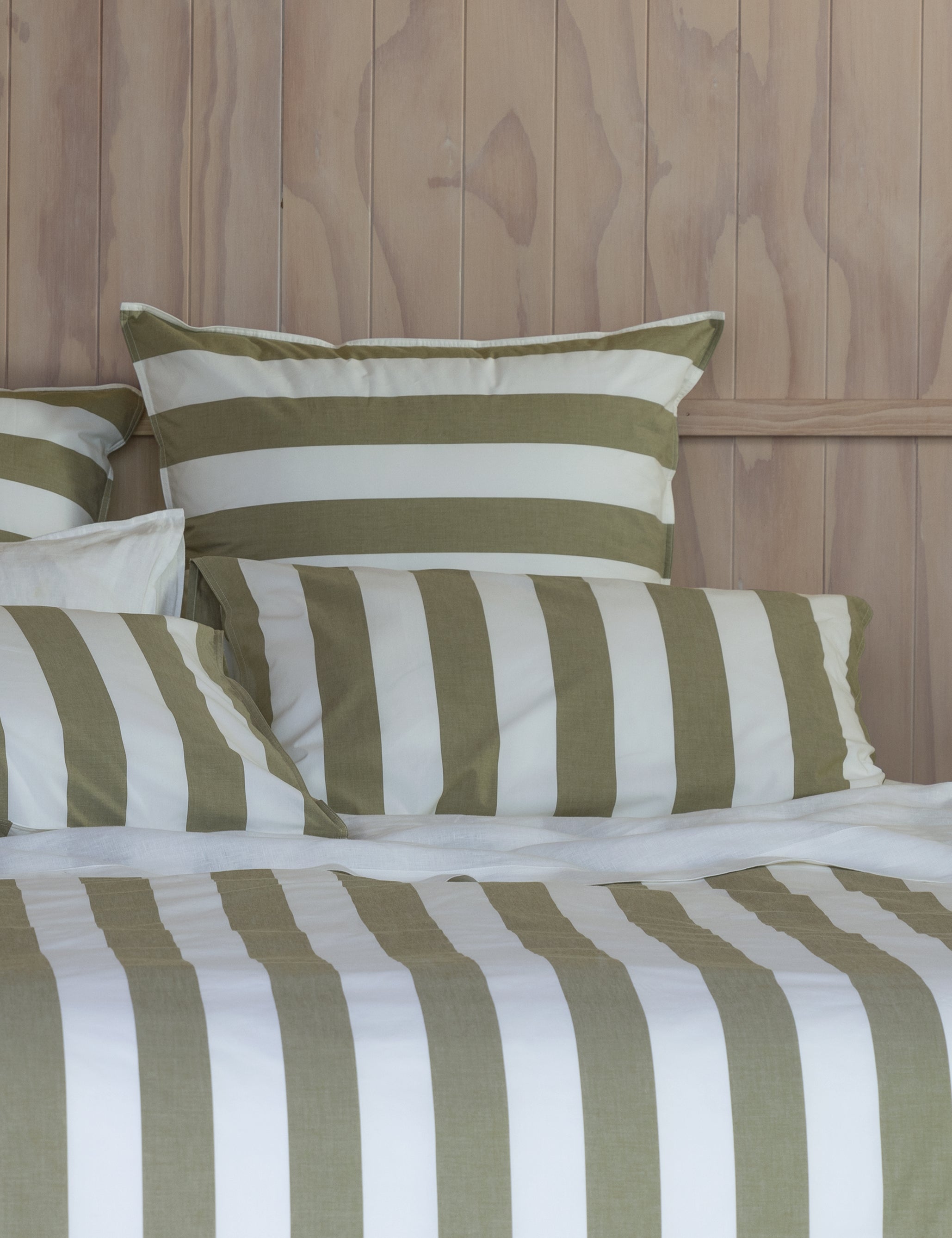 Sherwood European Pillowcase | Olive Stripe-2