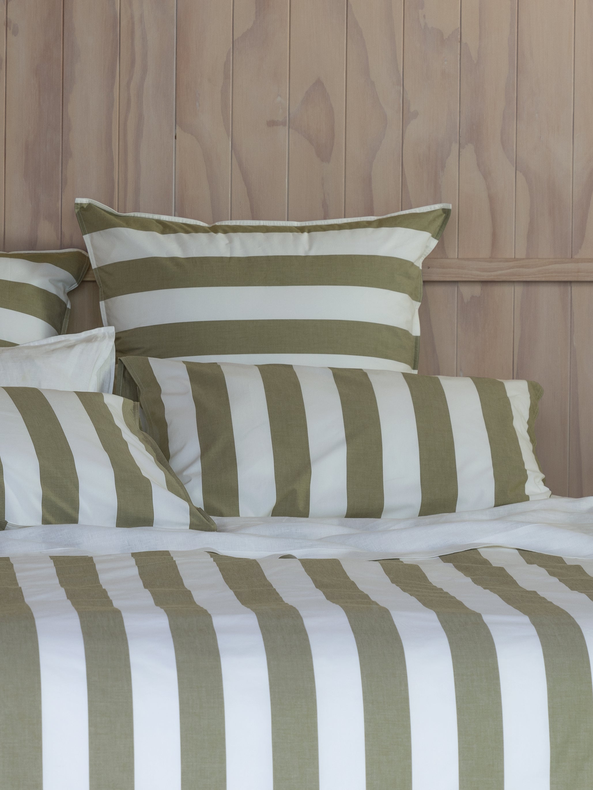 Sherwood European Pillowcase | Olive Stripe-2