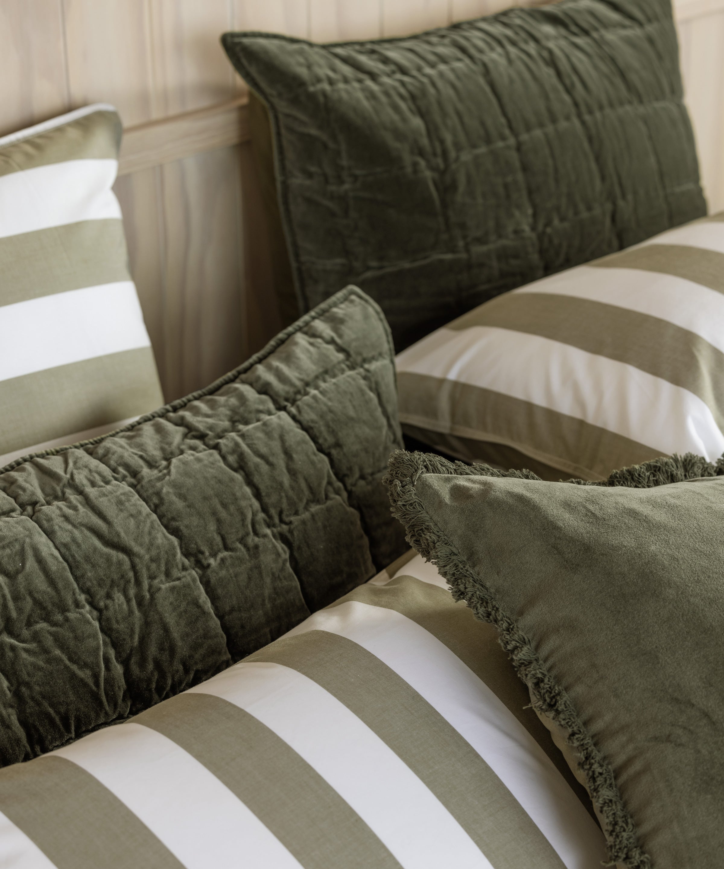 Sherwood Standard Pillowcase Set | Olive Stripe-2