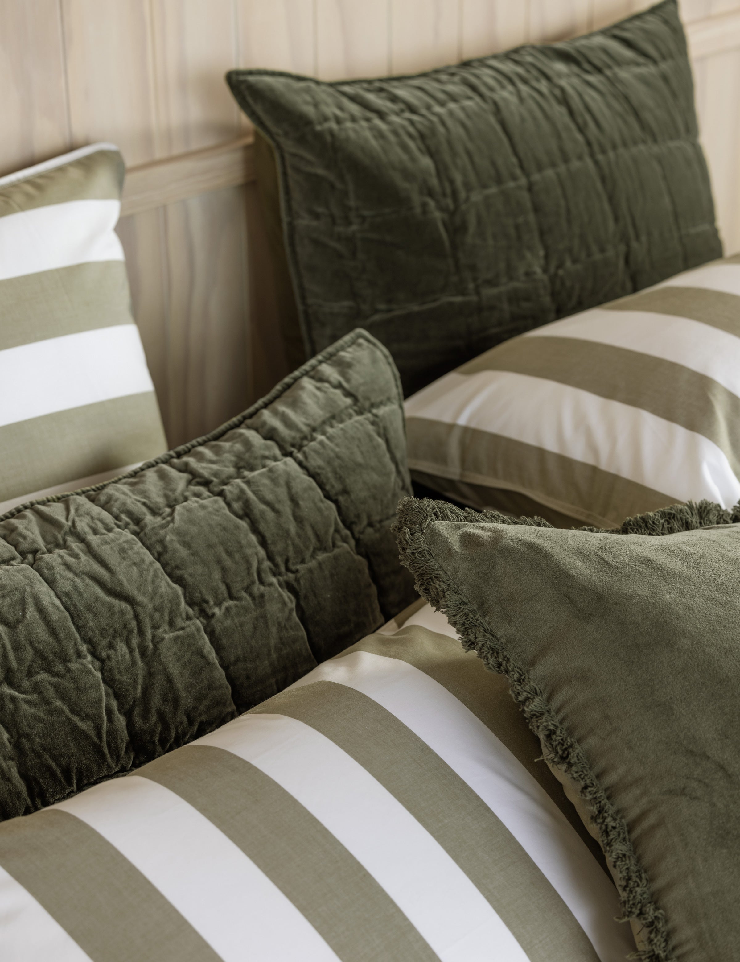 Sherwood Standard Pillowcase Set | Olive Stripe-2