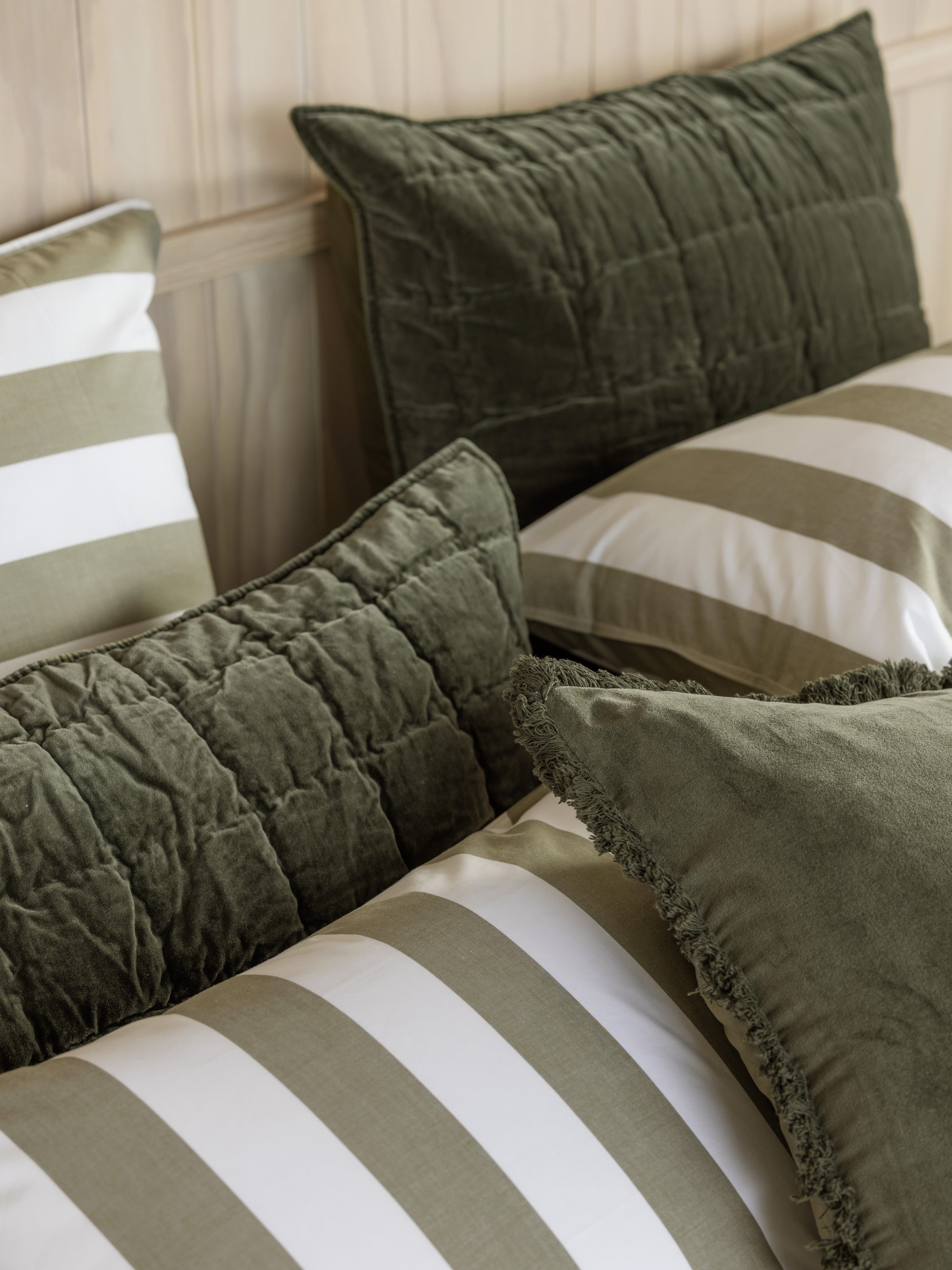 Sherwood Standard Pillowcase Set | Olive Stripe-2
