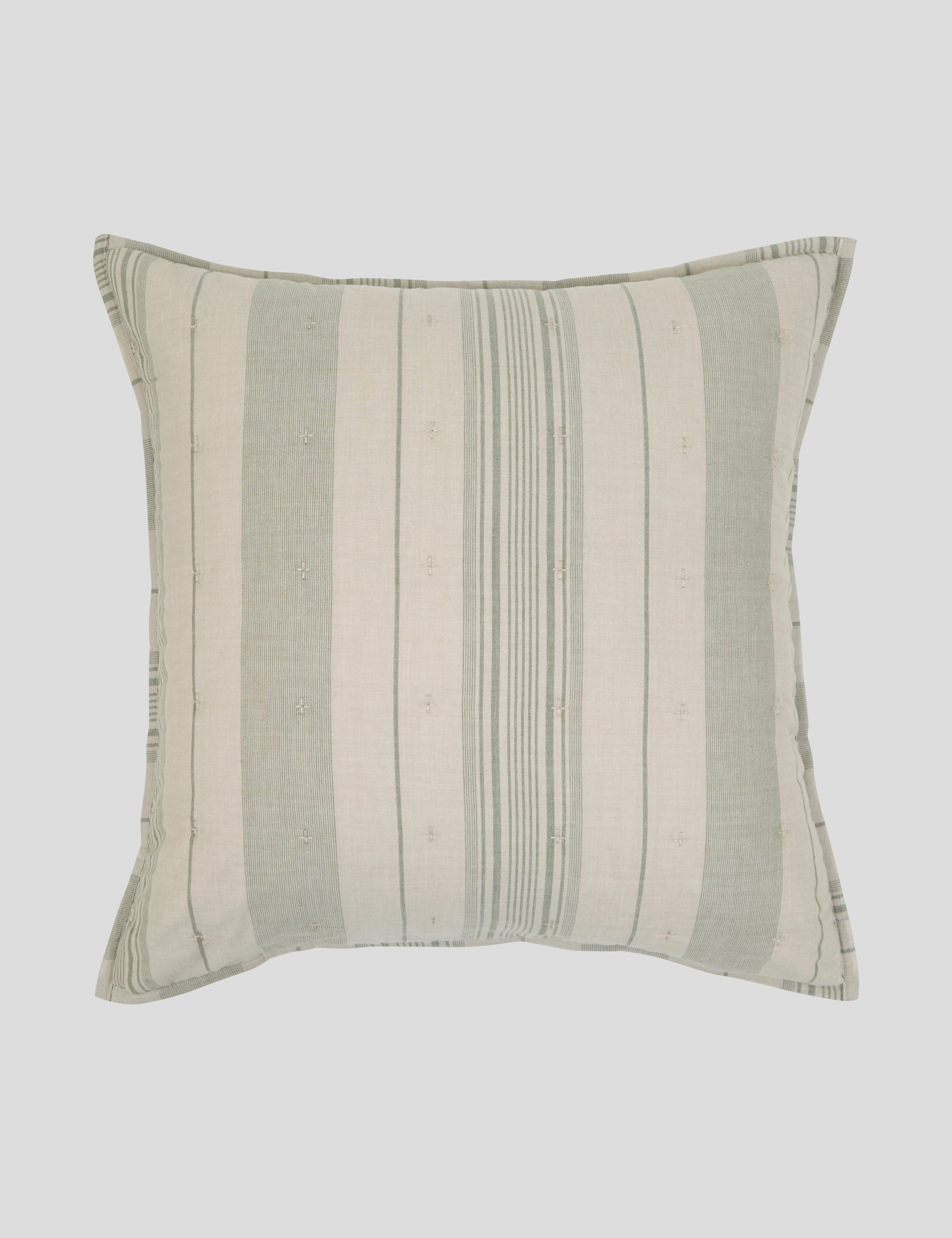 Siesta European Pillowcase | Green Stripe-1