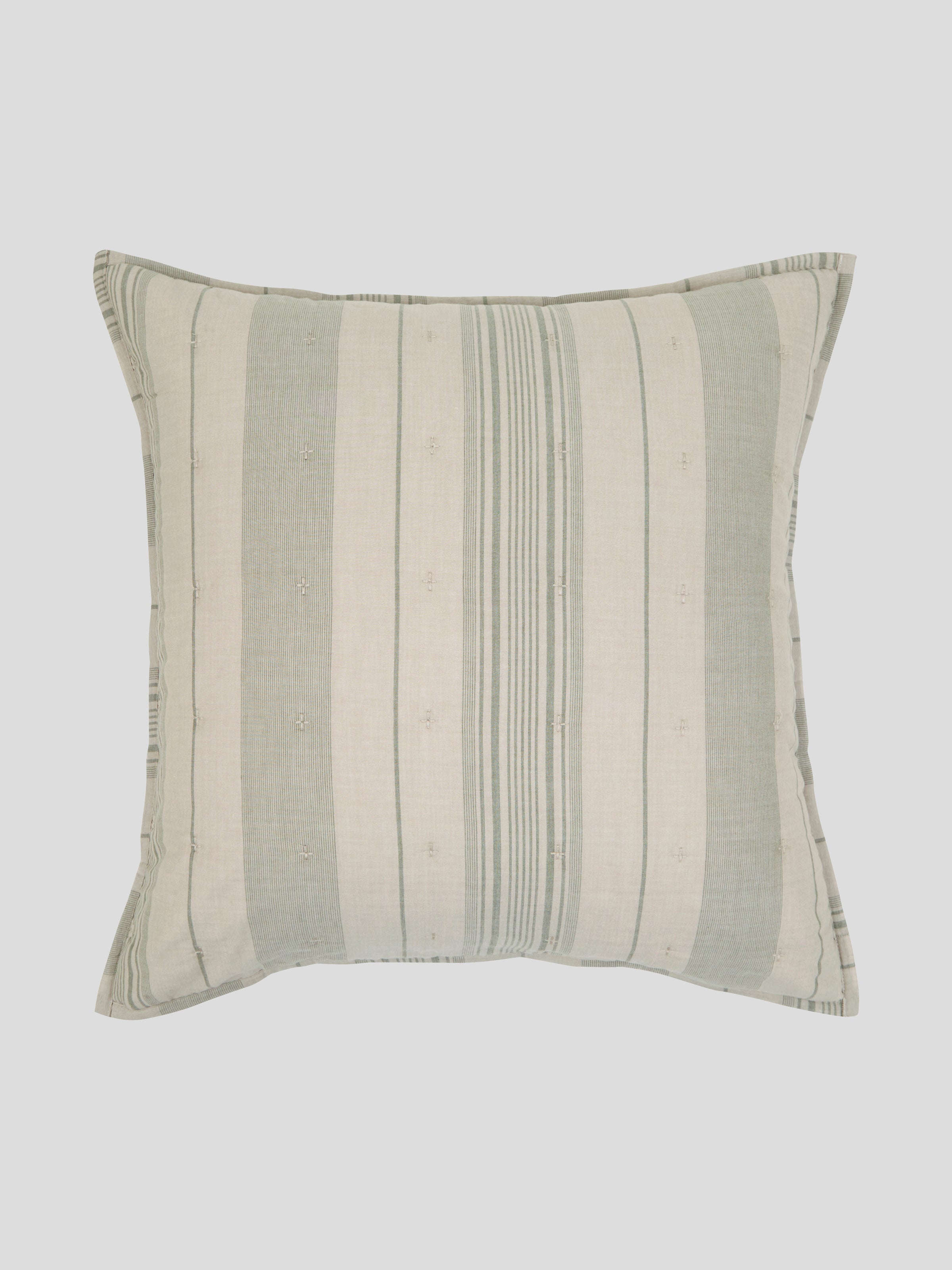 Siesta European Pillowcase | Green Stripe-1