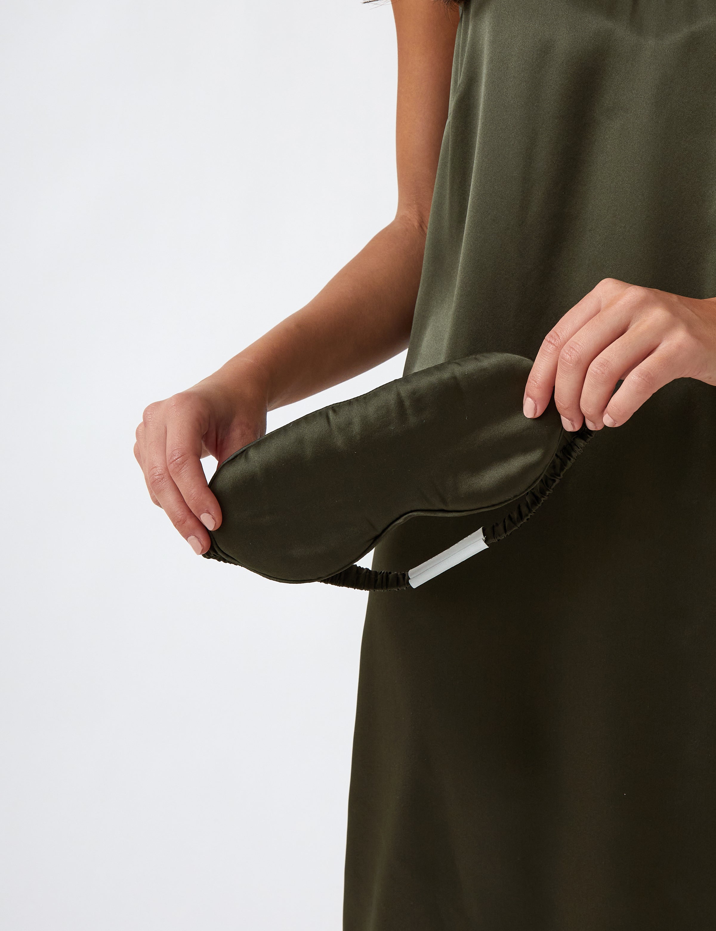 Silk Boxed Eye Mask | Olive-1