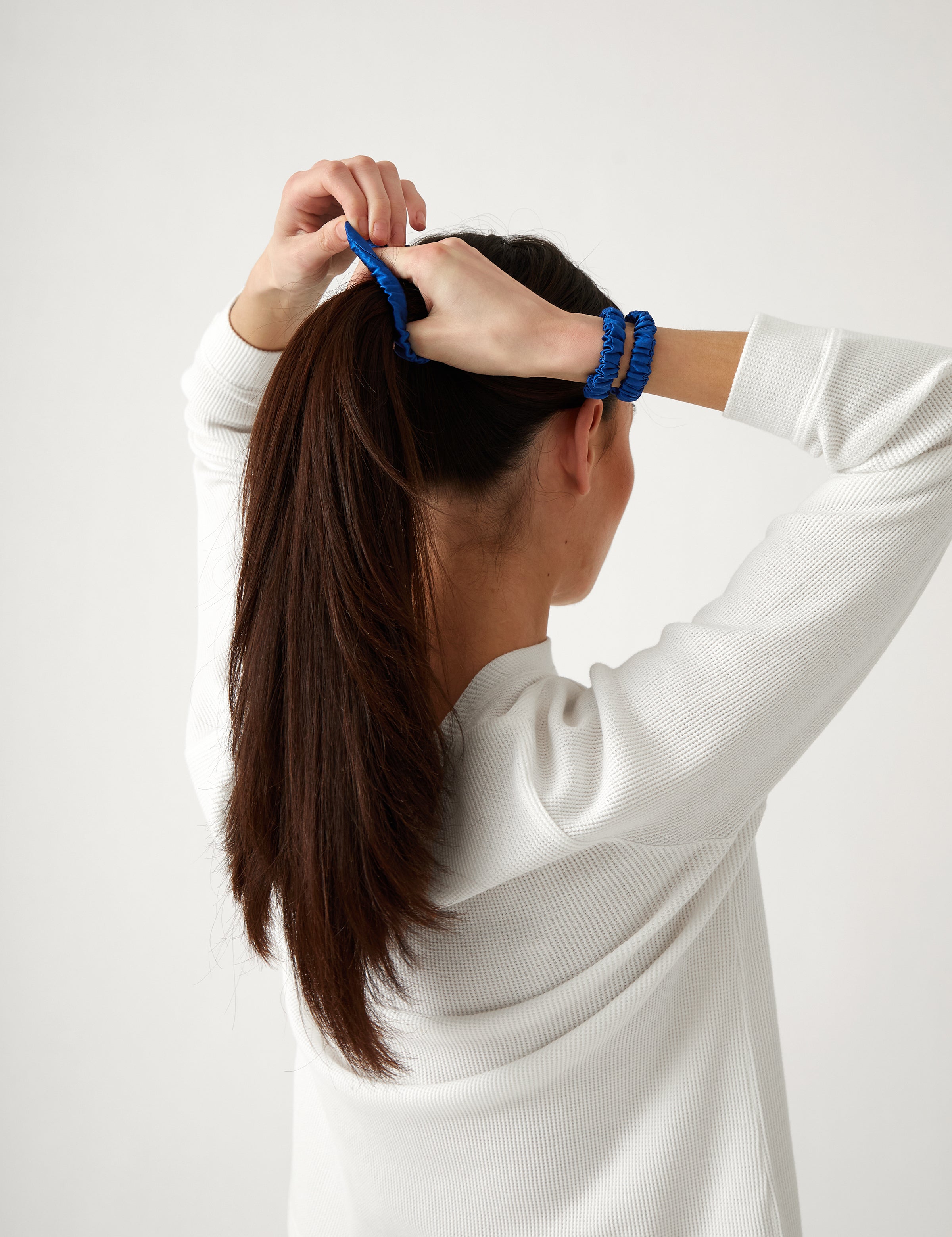 Silk Hair Scrunchie Set of 3 | Royal Blue-1