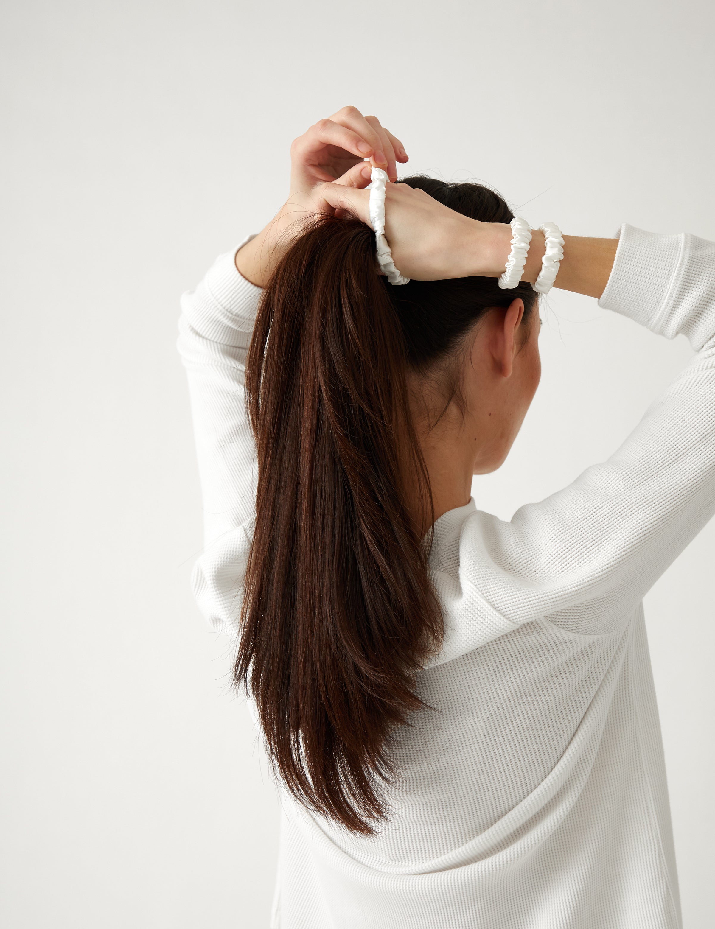 Silk Hair Scrunchie Set of 3 | White-1