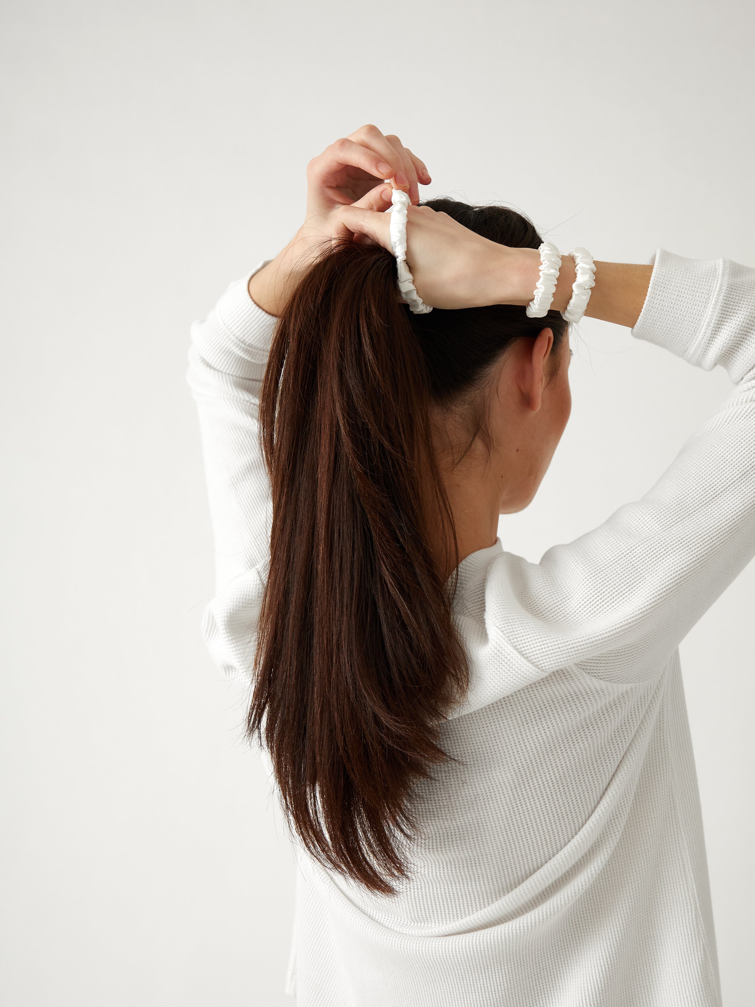Silk Hair Scrunchie Set of 3 | White-1