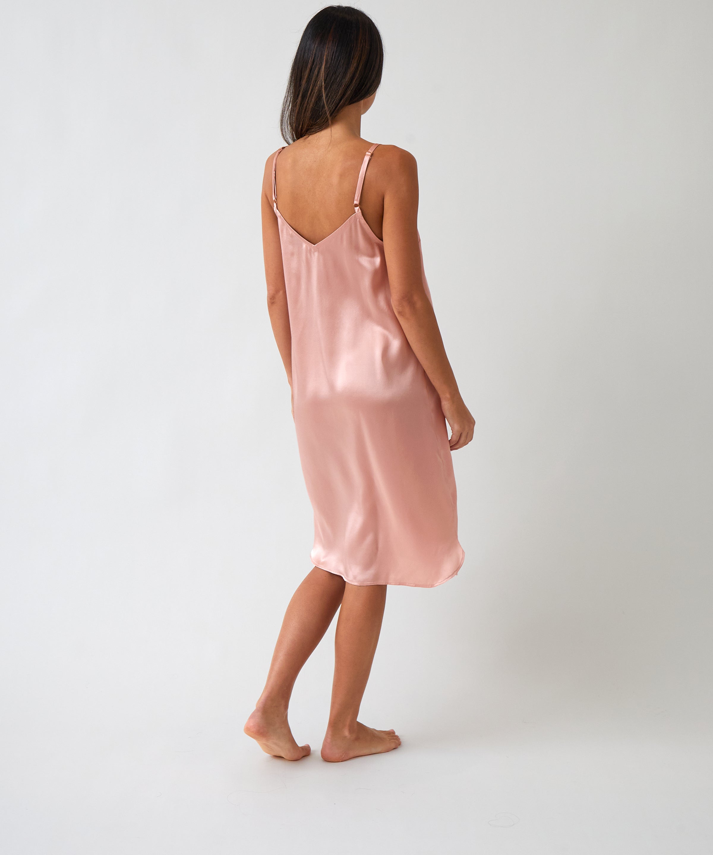 Silk Midi Nightie | Blush-4