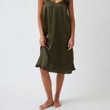 Silk Midi Nightie | Olive-1
