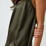 Silk Midi Nightie | Olive-2