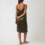 Silk Midi Nightie | Olive-4
