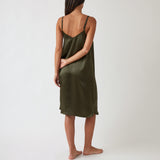 Silk Midi Nightie | Olive-4