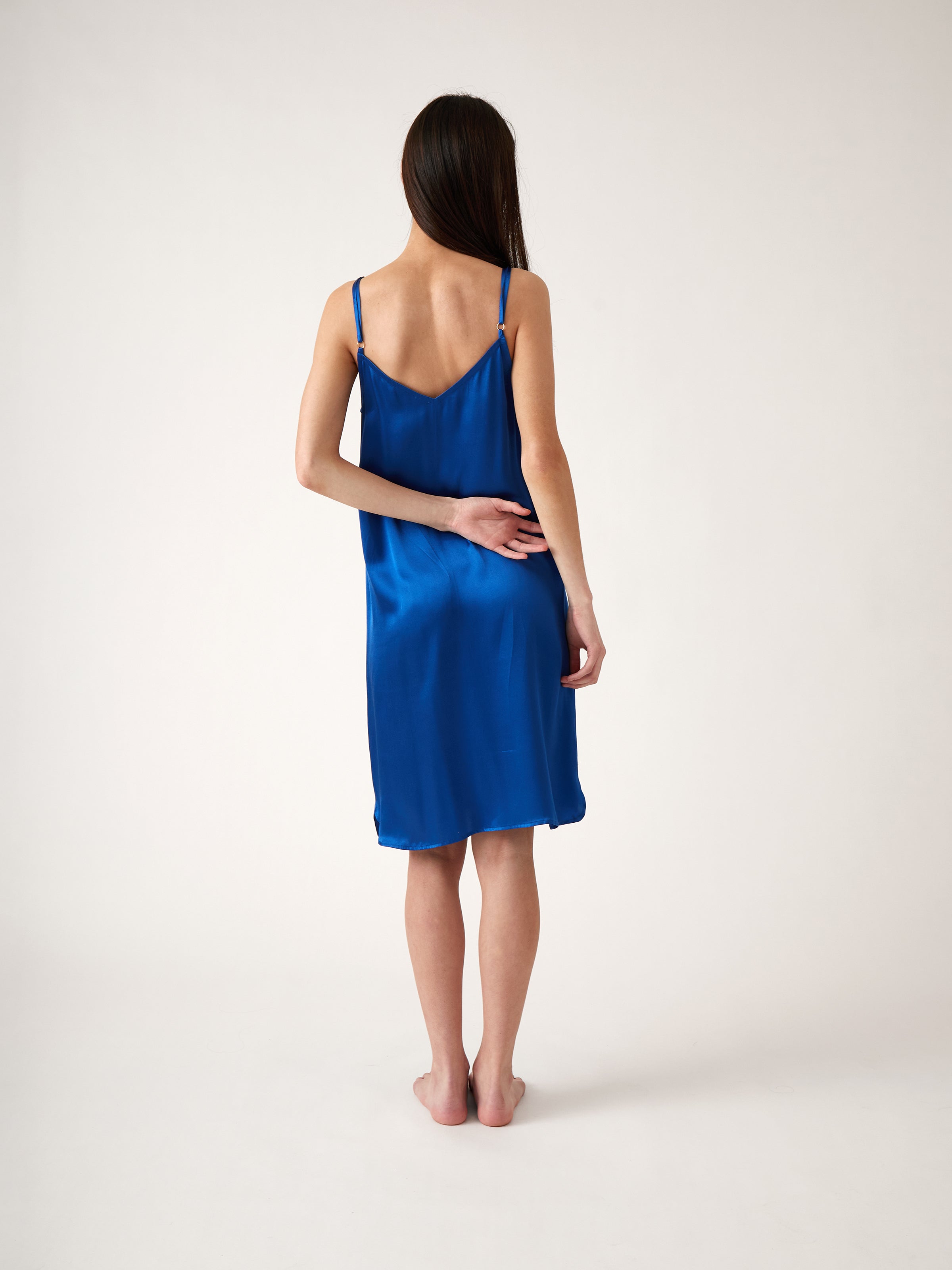 Silk Midi Nightie | Royal Blue-4