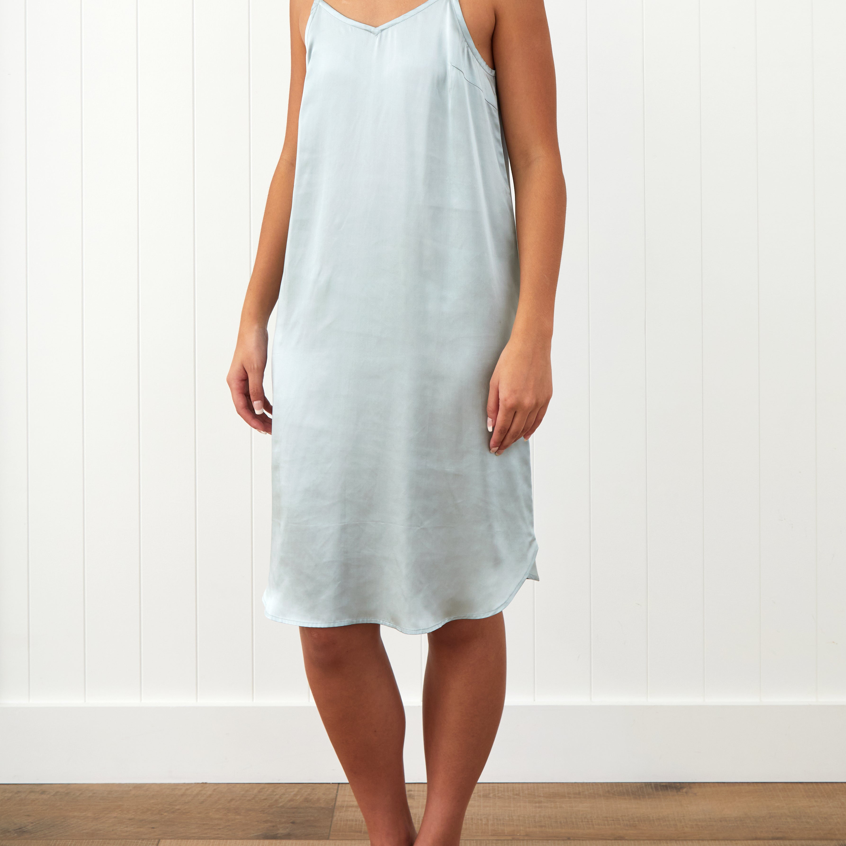 Silk Midi Nightie | Sky Blue-1