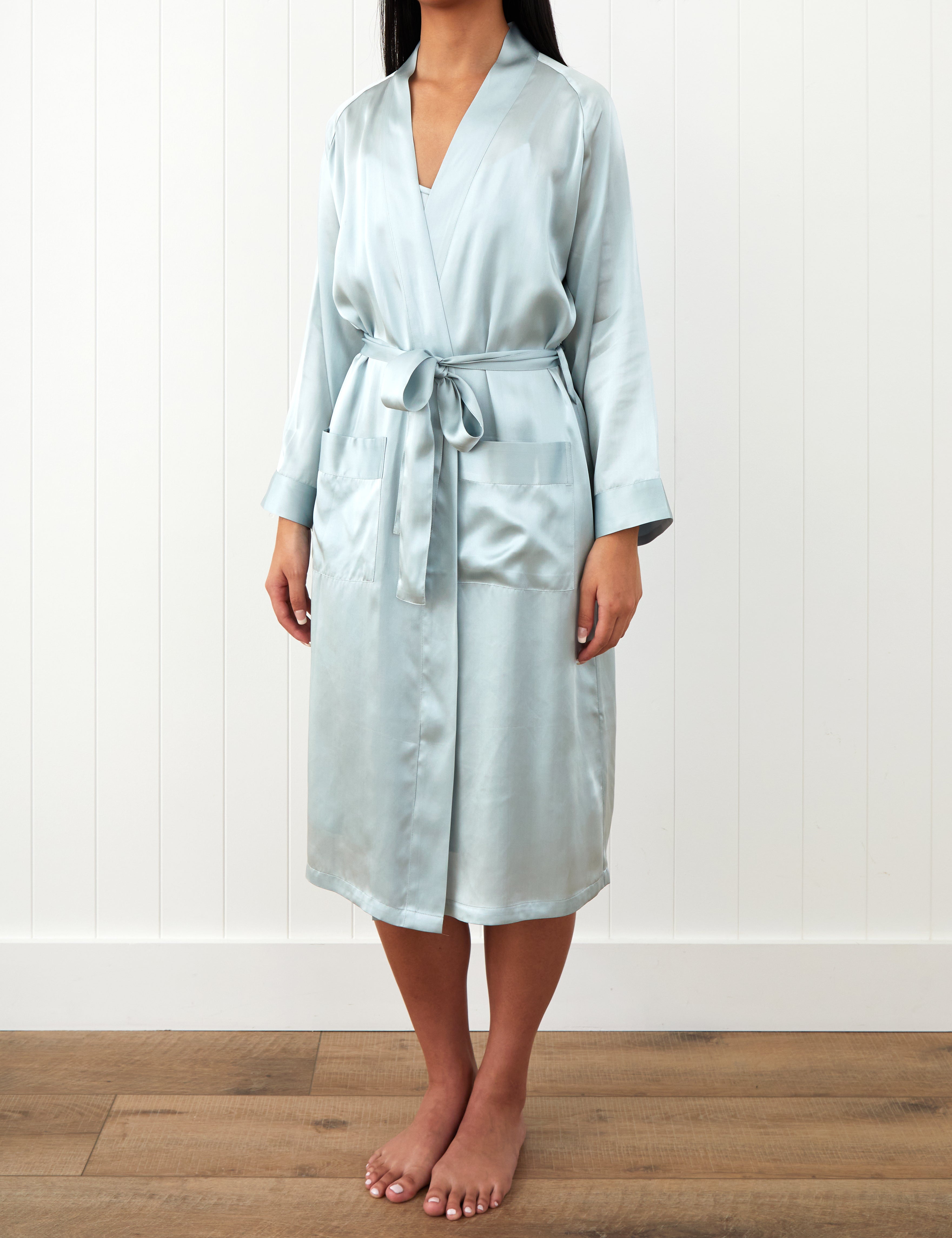 Silk Midi Robe | Sky Blue-1