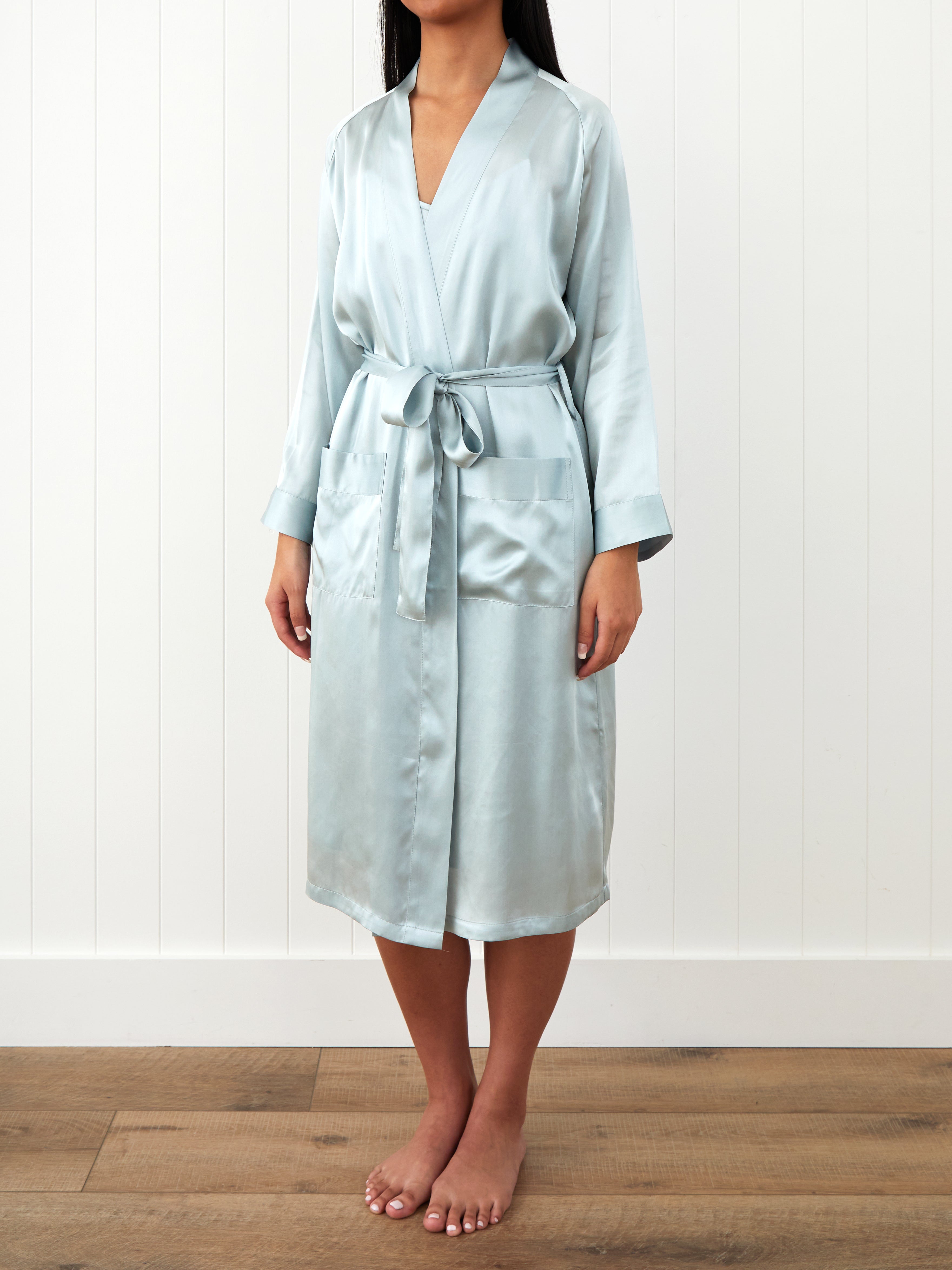 Silk Midi Robe | Sky Blue-1