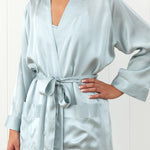 Silk Midi Robe | Sky Blue-3
