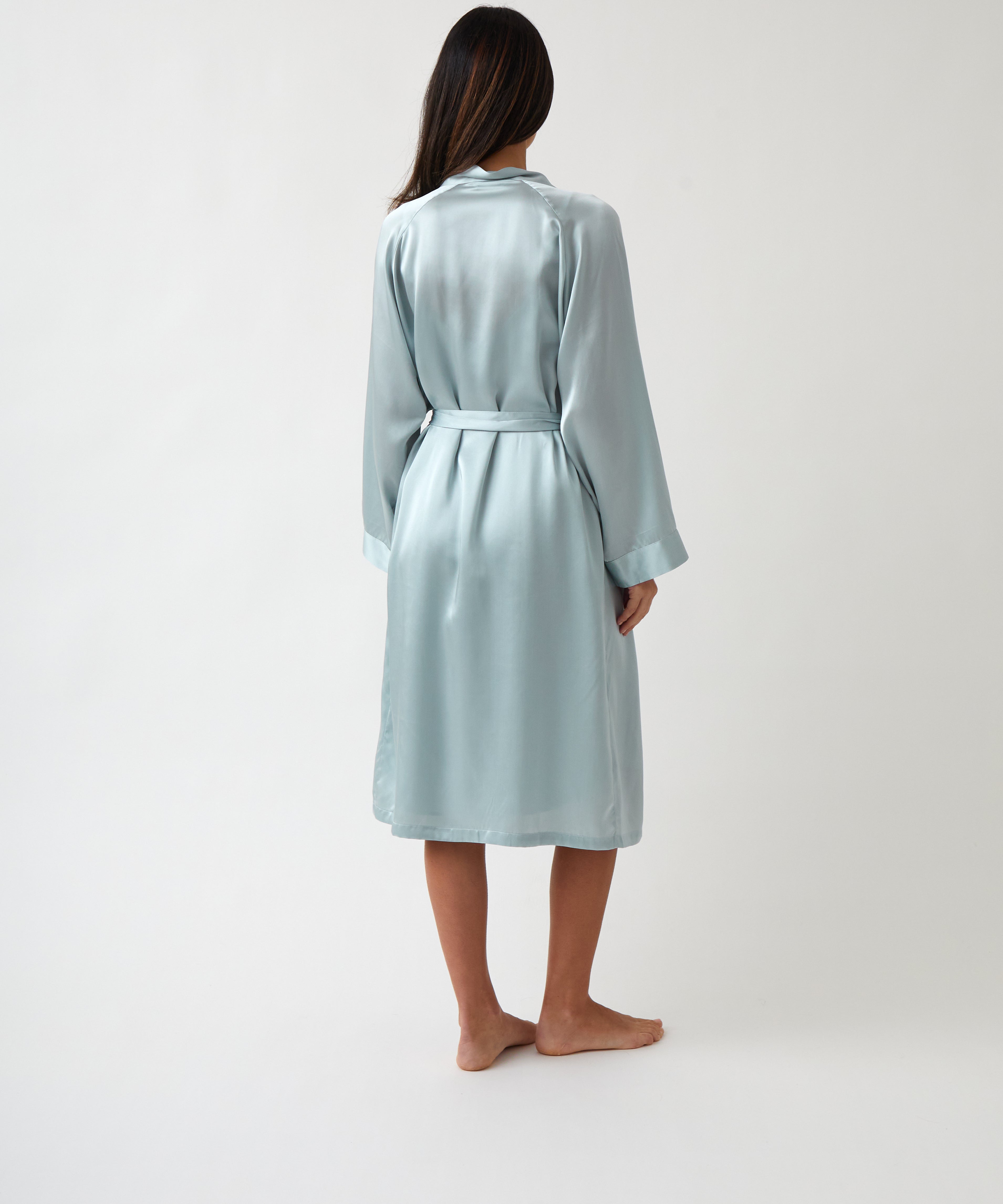 Silk Midi Robe | Sky Blue-3