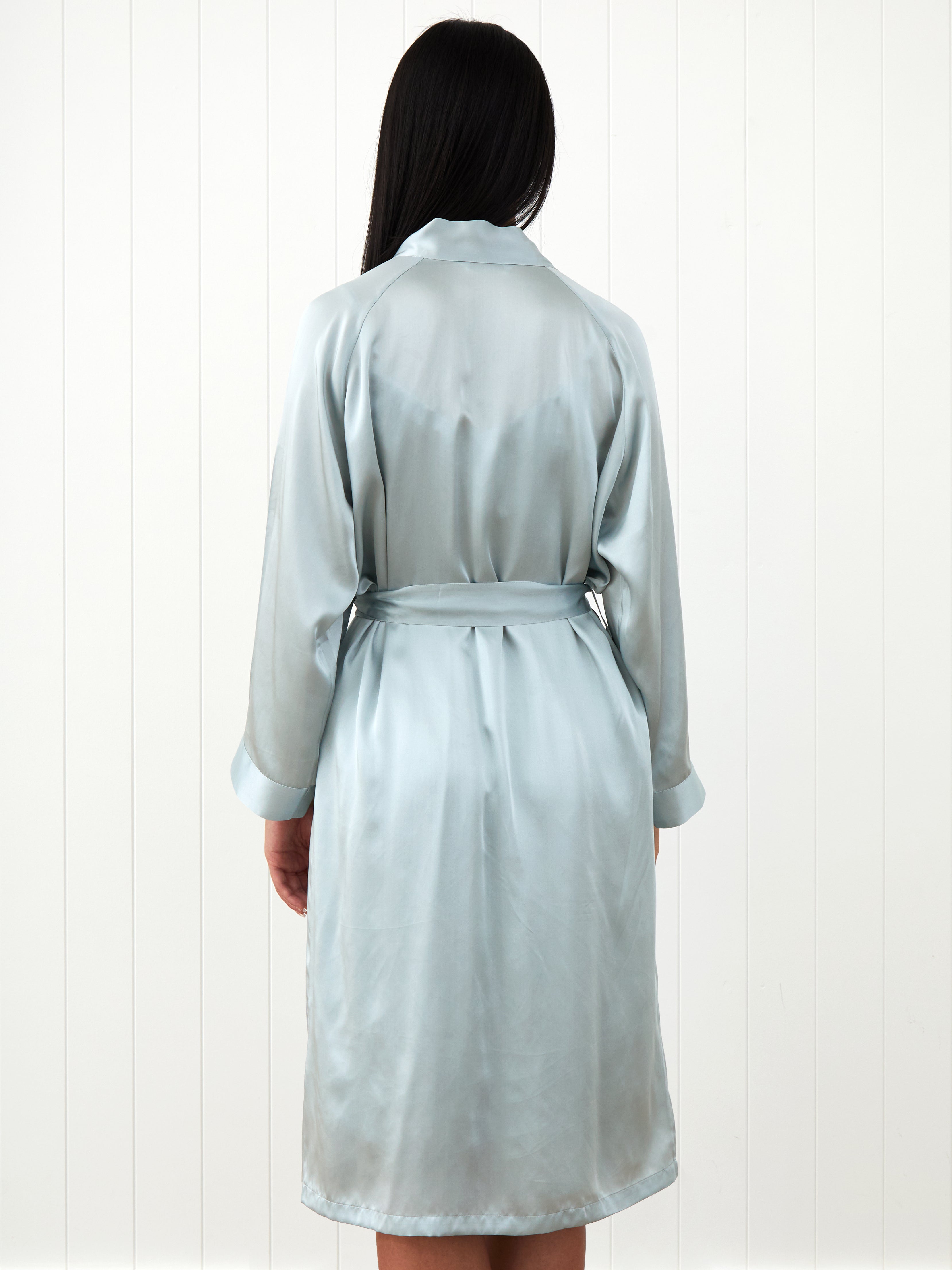 Silk Midi Robe | Sky Blue-4