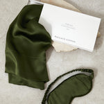 Silk Pillowcase & Eye Mask Gift Box Set | Olive-1