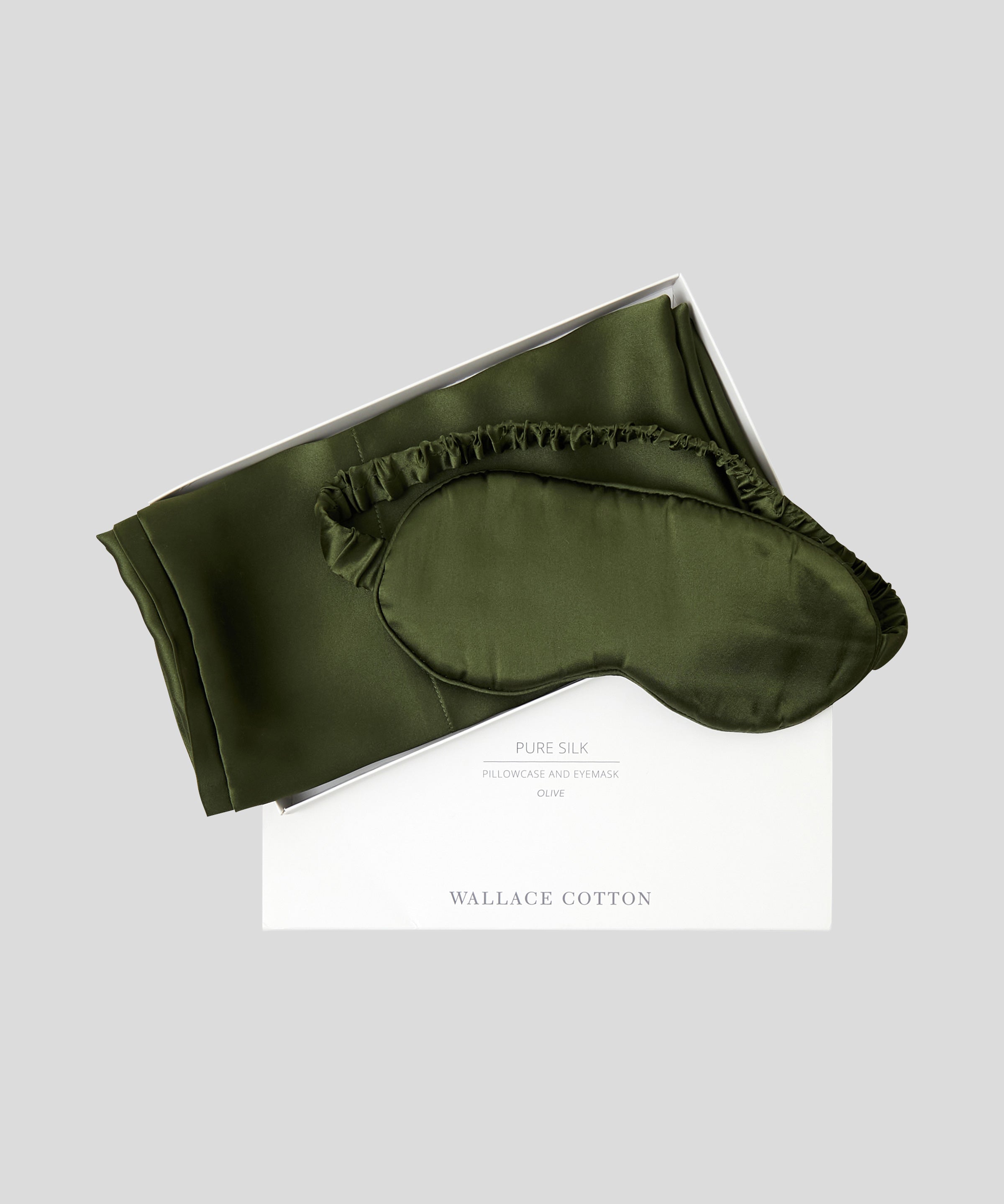 Silk Pillowcase & Eye Mask Gift Box Set | Olive-2