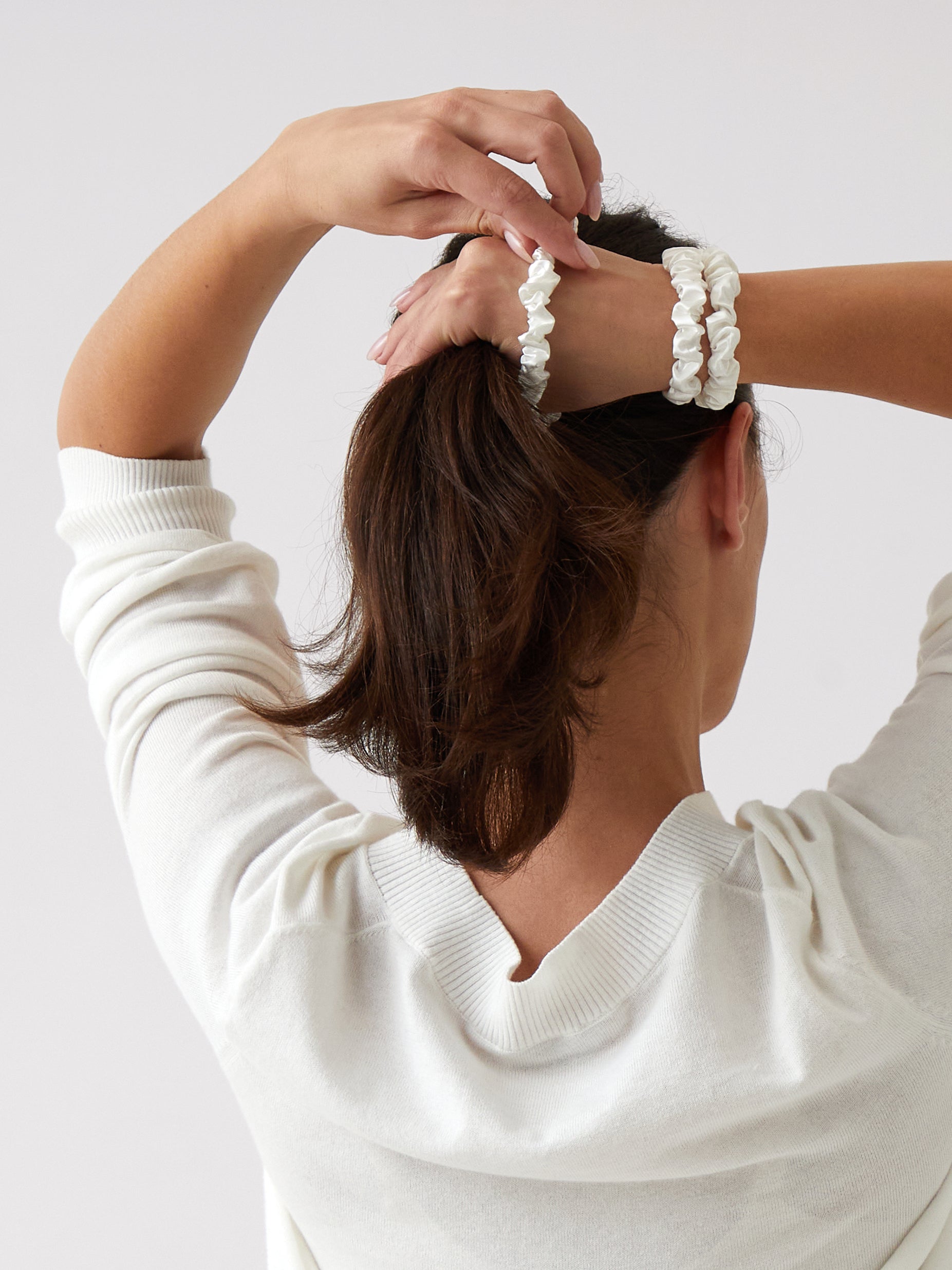 Silk Scrunchie Set of 3 | White-1