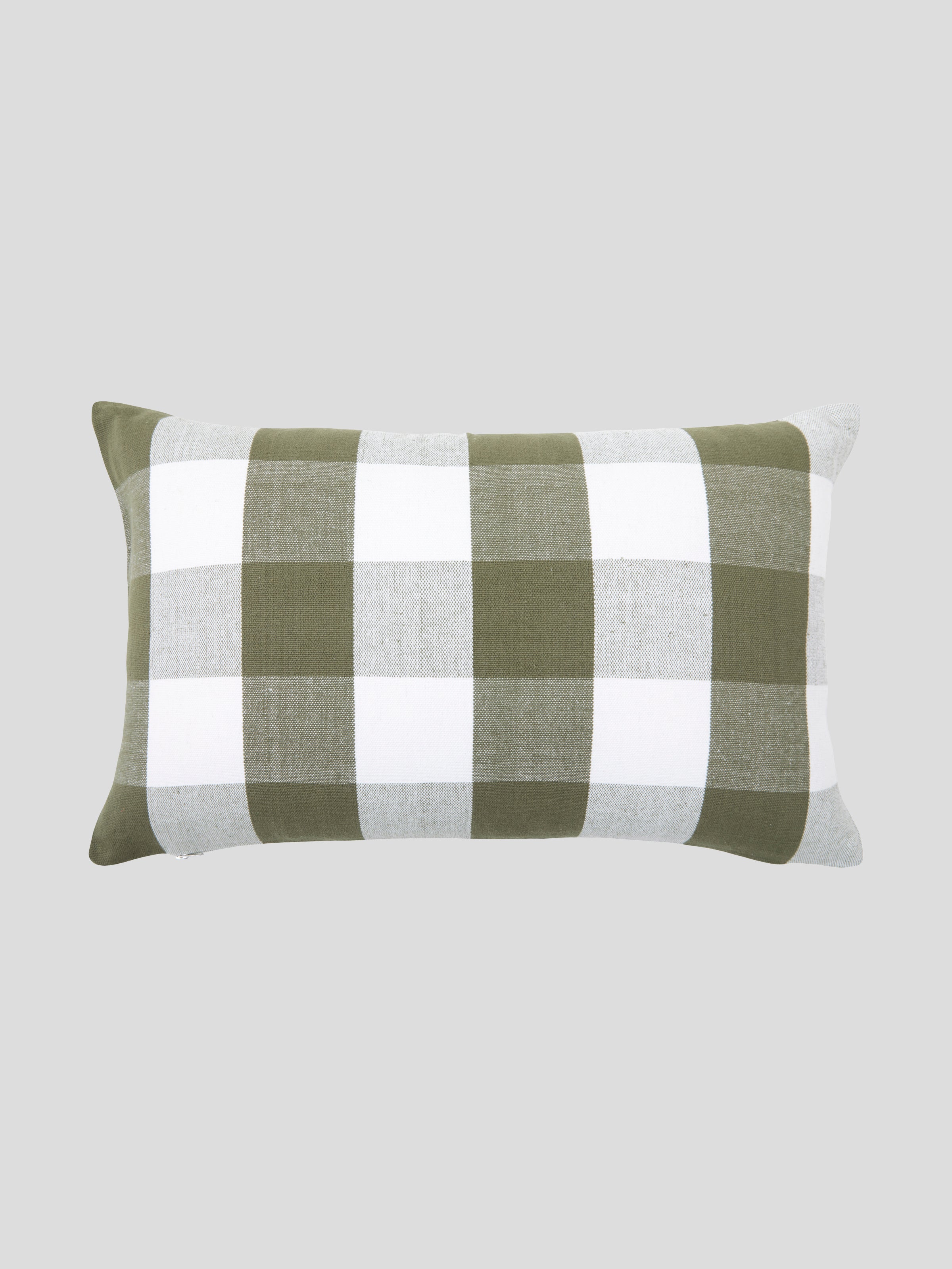 Sintra Rectangle Cushion Cover | Olive Gingham-1
