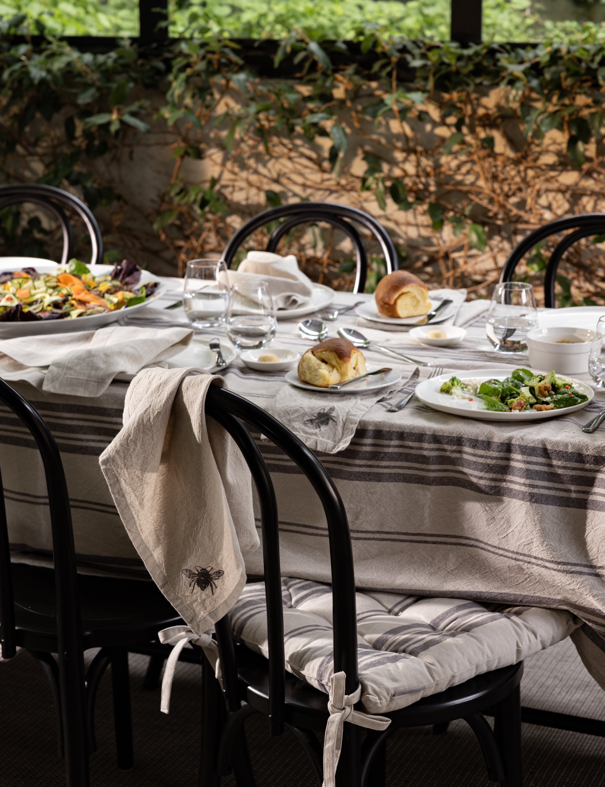 Sonoma Tablecloth | Charcoal Stripe-2