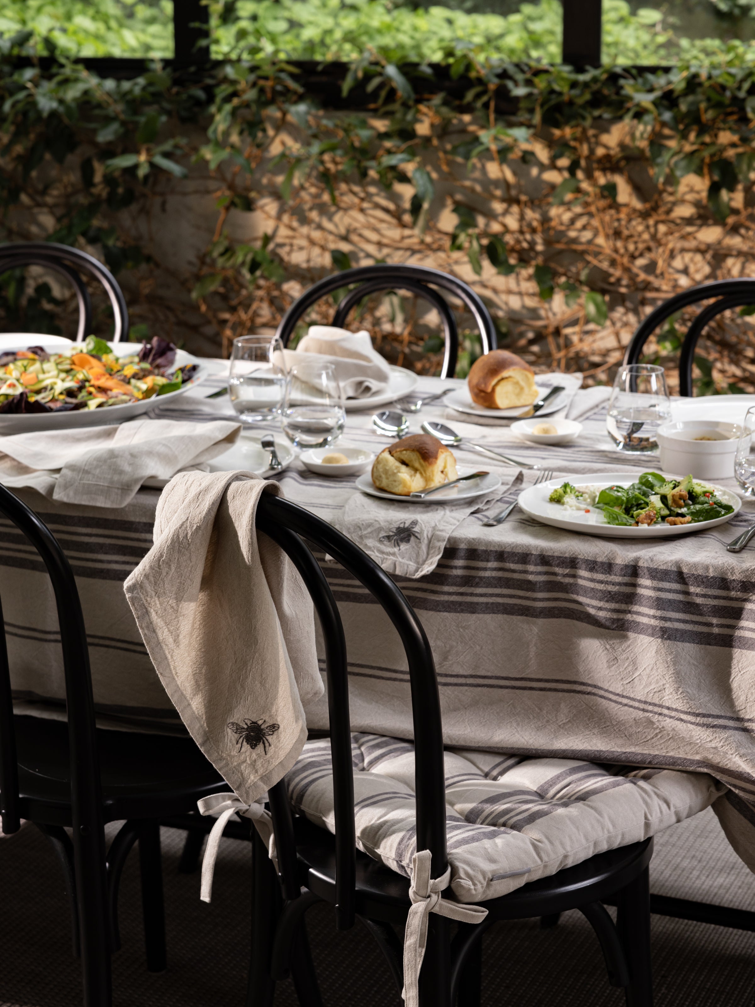 Sonoma Tablecloth | Charcoal Stripe-2