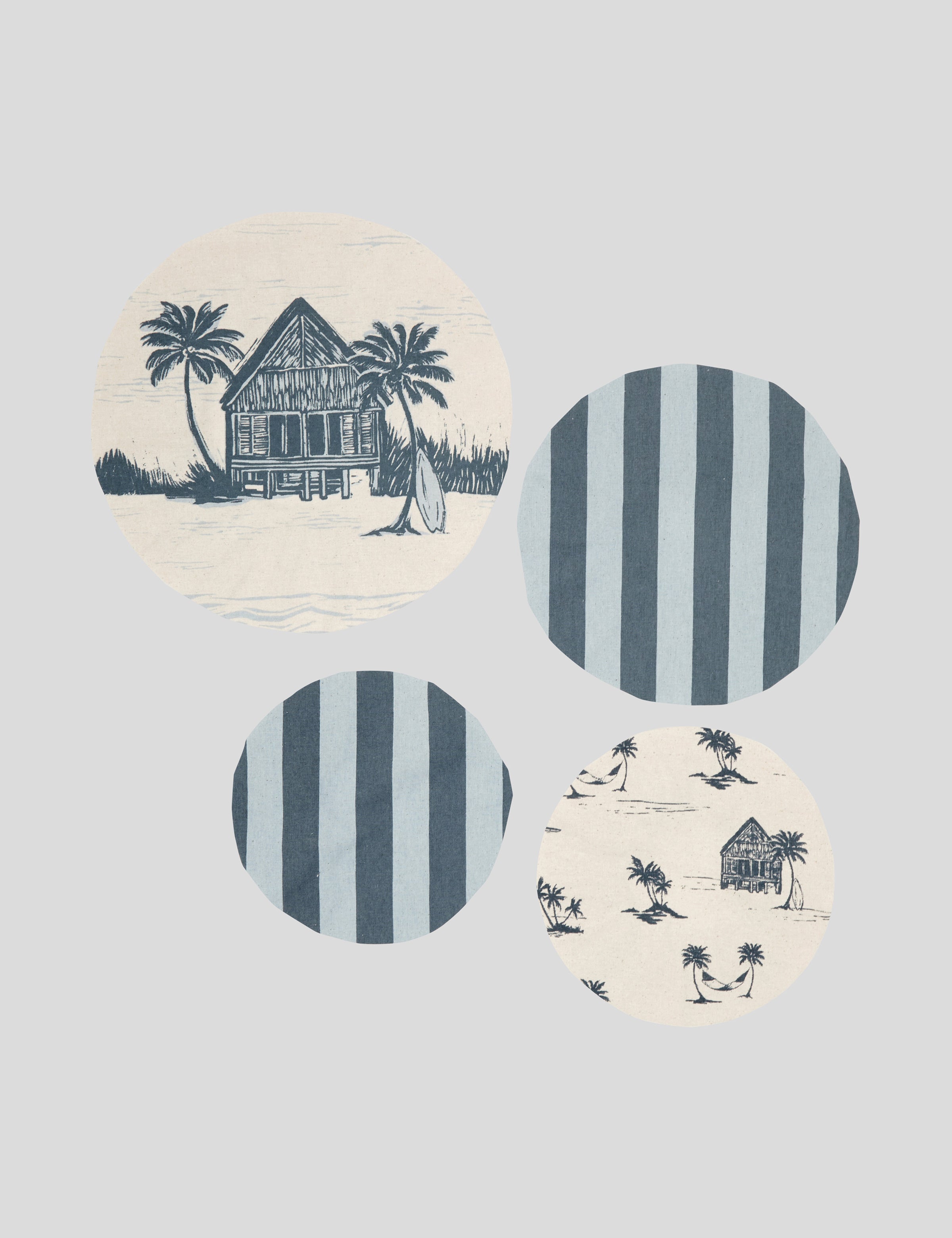 Surf Shack Dish Cover Set of 4 | Blue-1