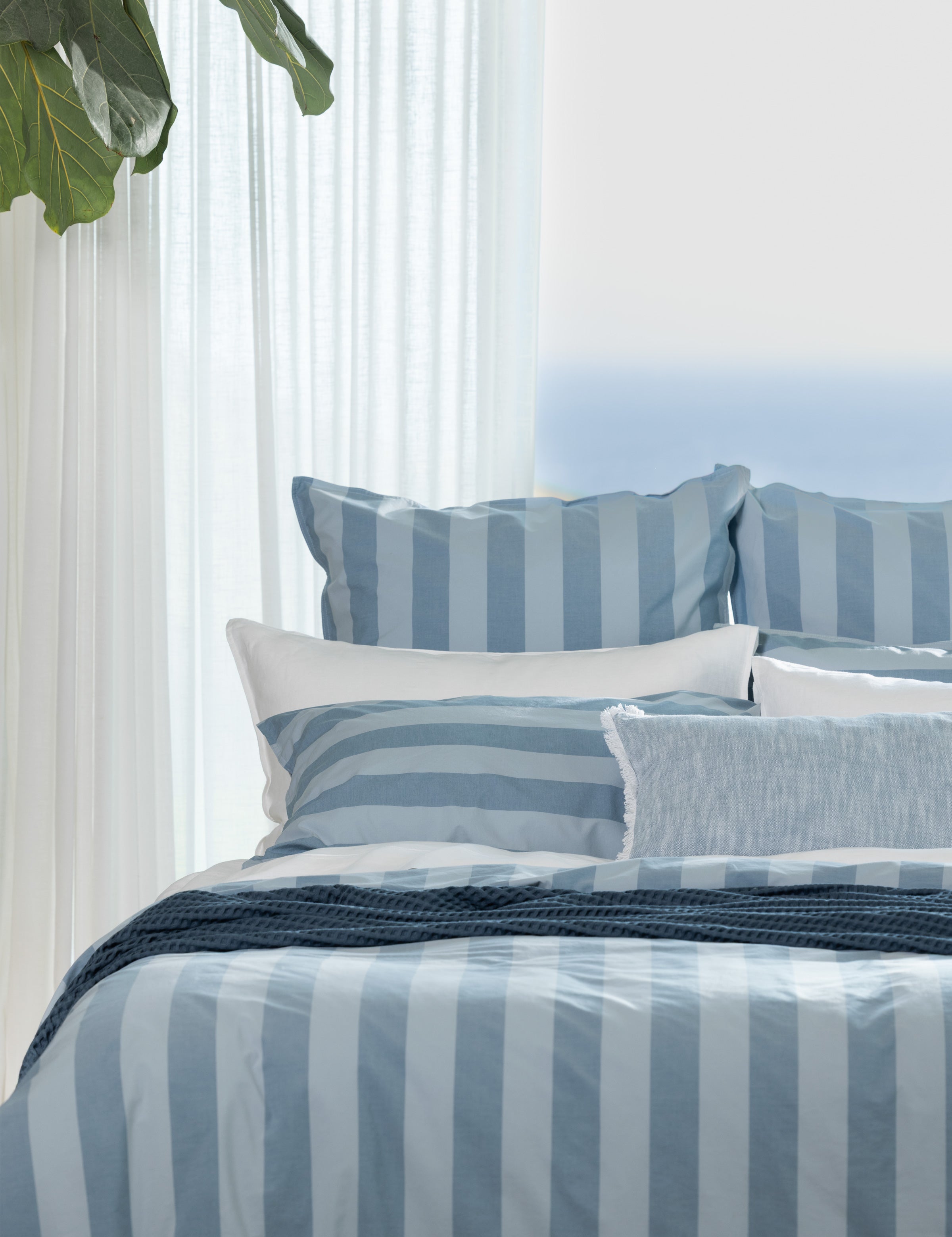 Tidal European Pillowcase | Blue Stripe-2