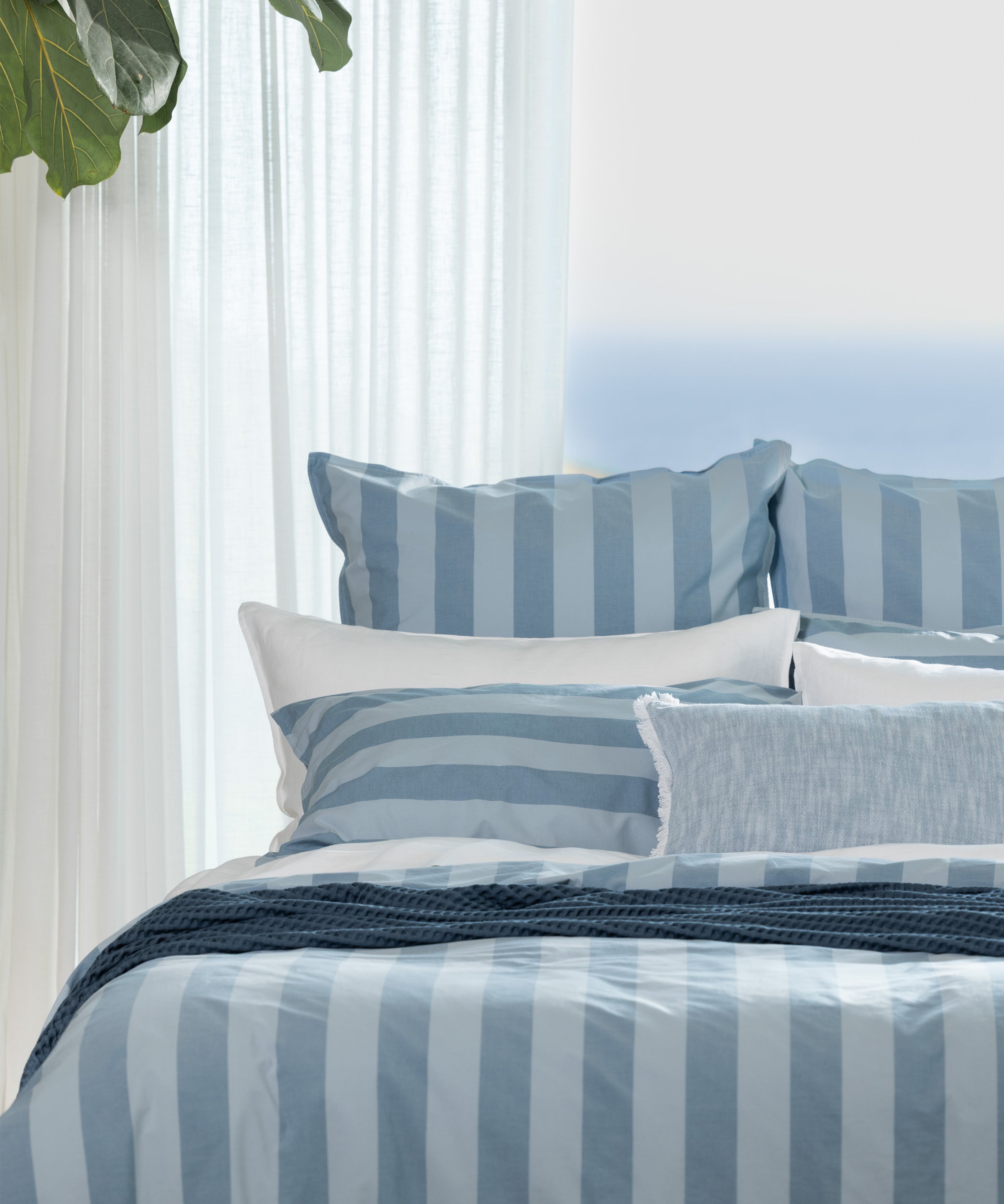 Tidal Standard Pillowcase Set | Blue Stripe-2